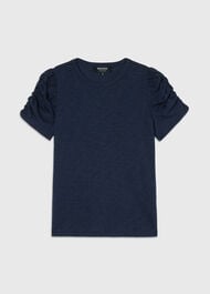 Round Neck Gathered Sleeve Tee