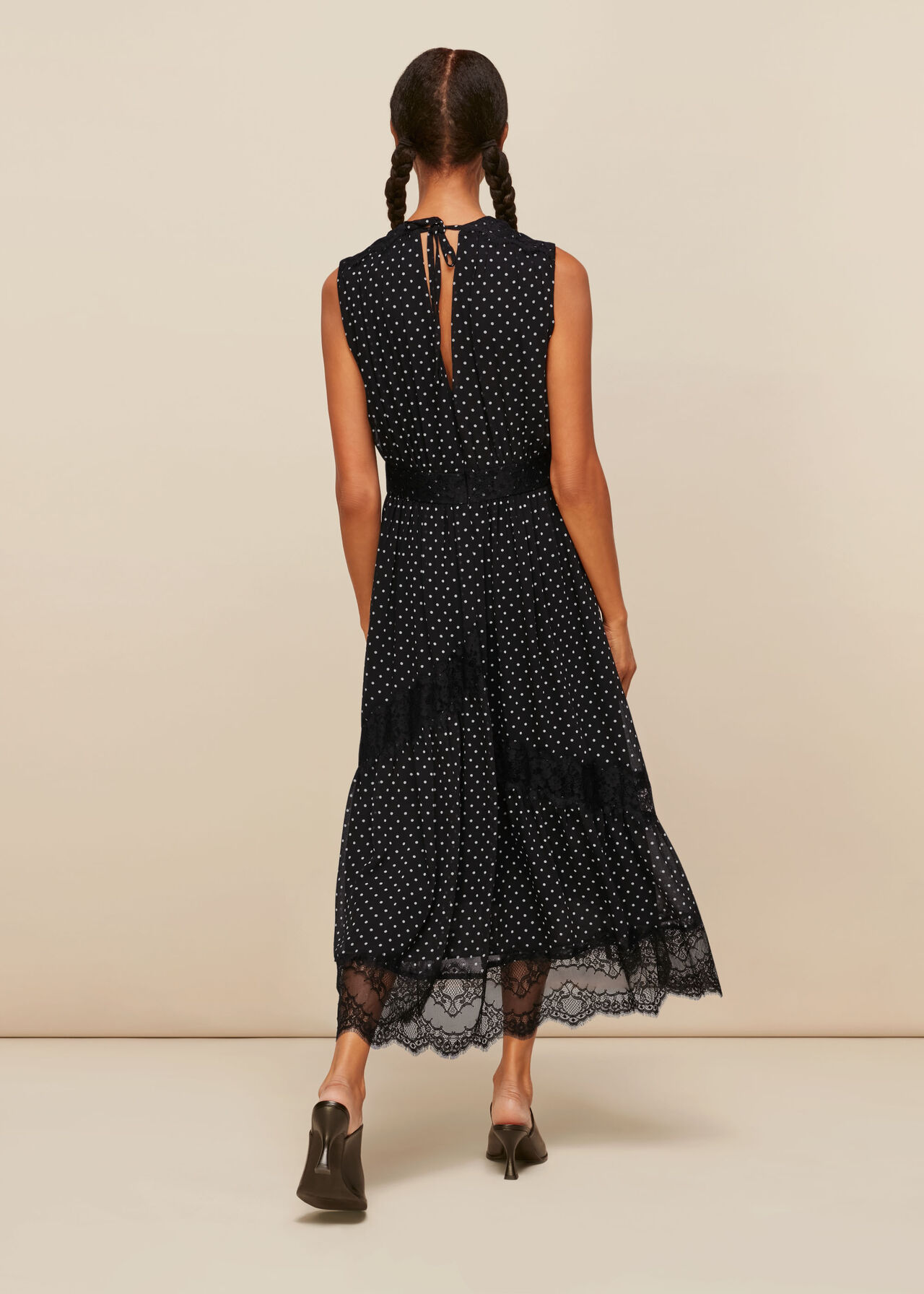 Spot Lace Midi Dress