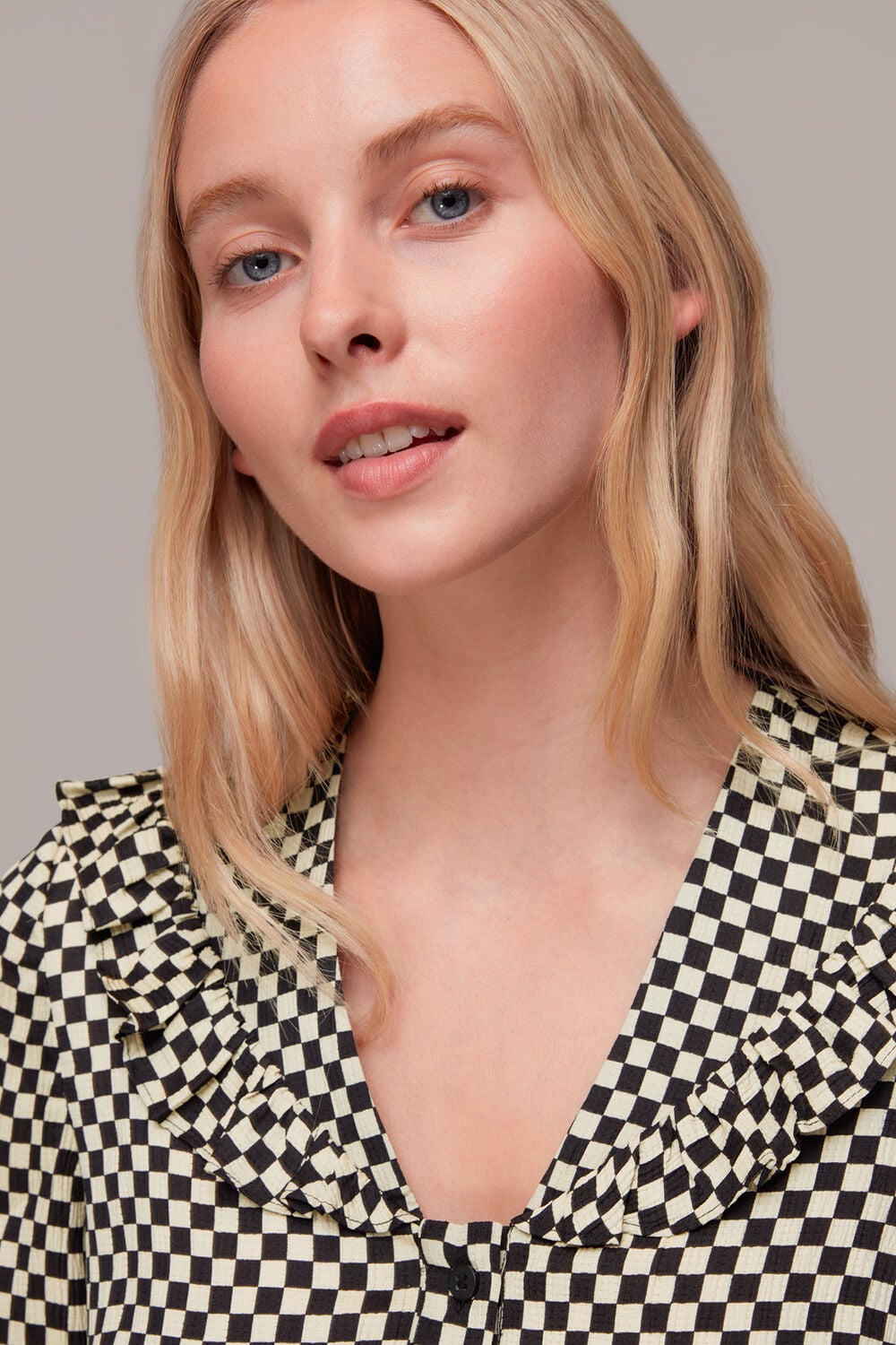 Checkerboard Collar Detail Top