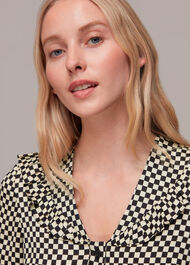 Checkerboard Collar Detail Top