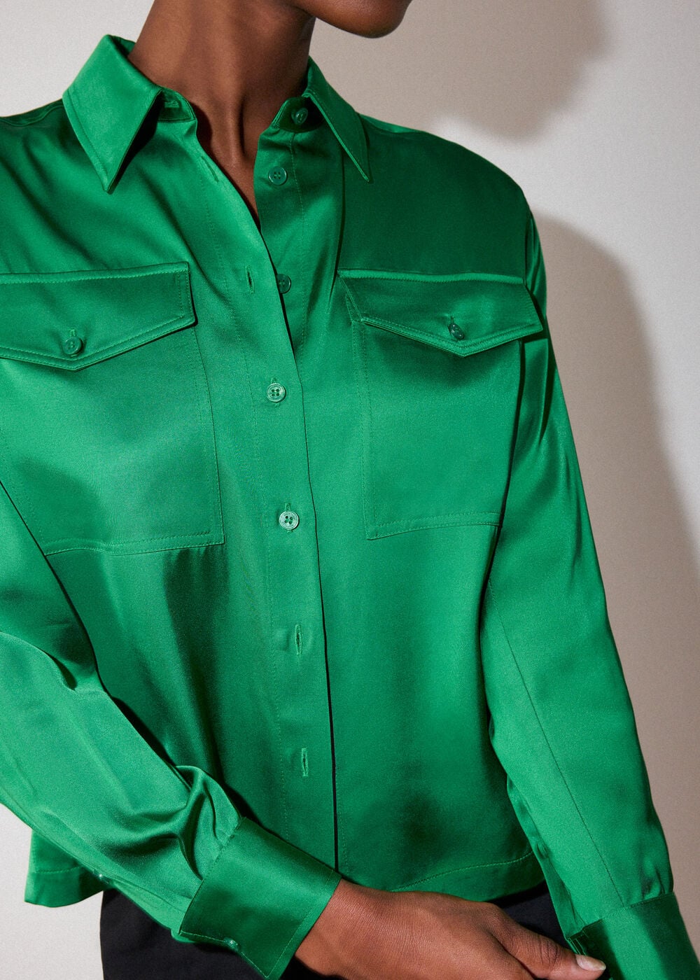 Green Utility Satin Viscose Shirt