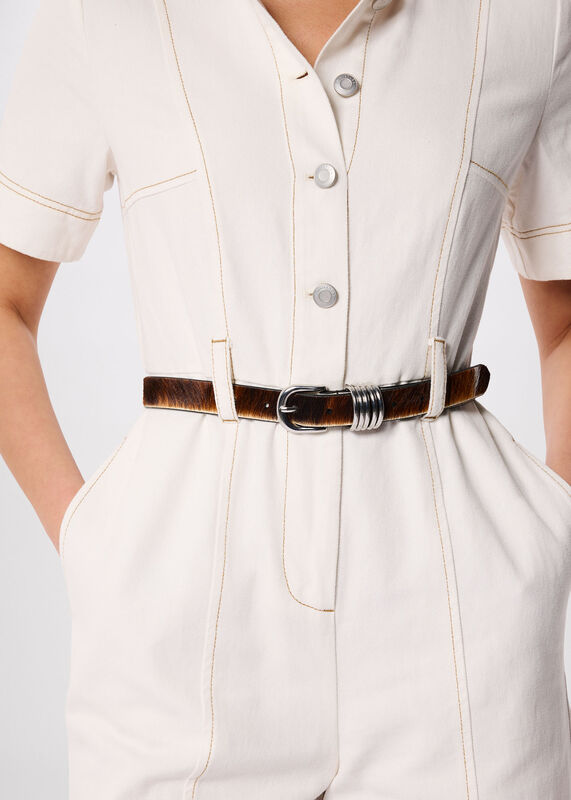 Multicolour Cow Hair-On Multi Ring Belt