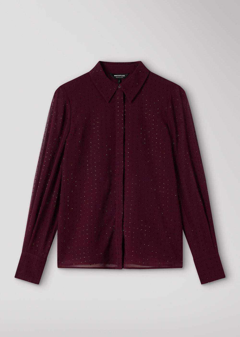 Burgundy Hot Fix Sheer Shirt