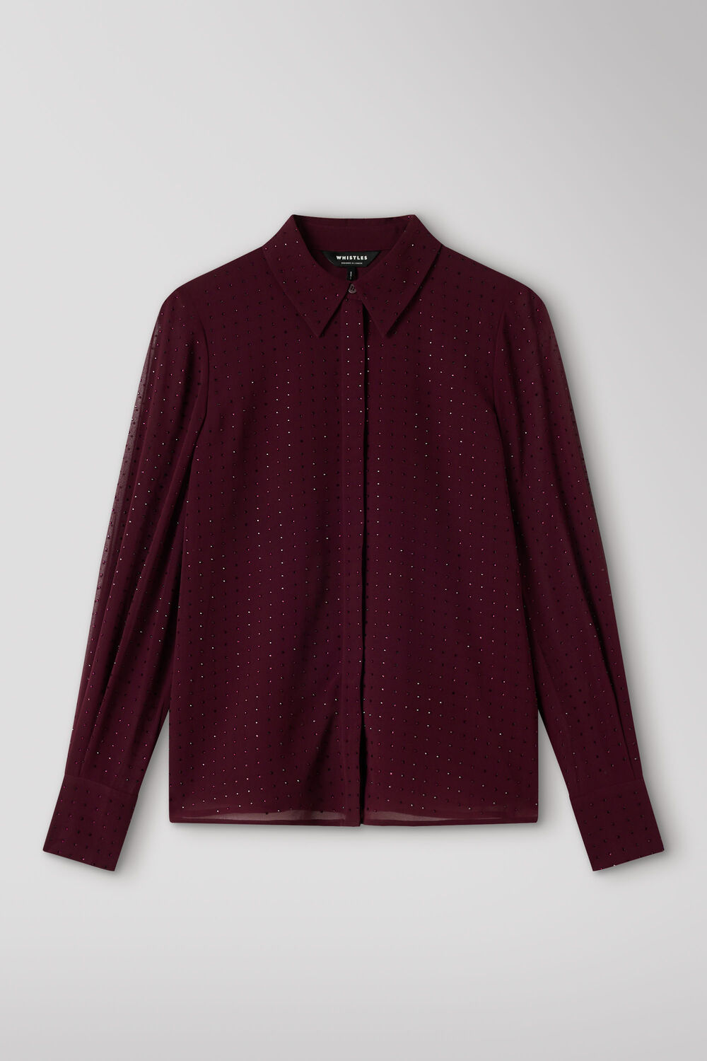 Burgundy Hot Fix Sheer Shirt