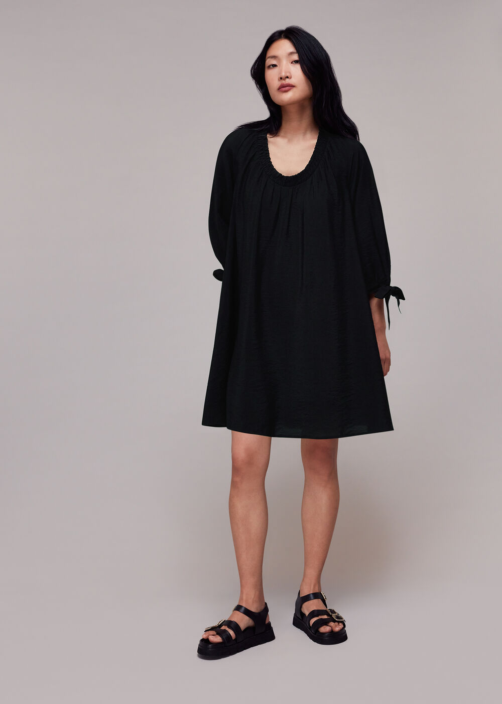 Lydia Gathered Trapeze Dress