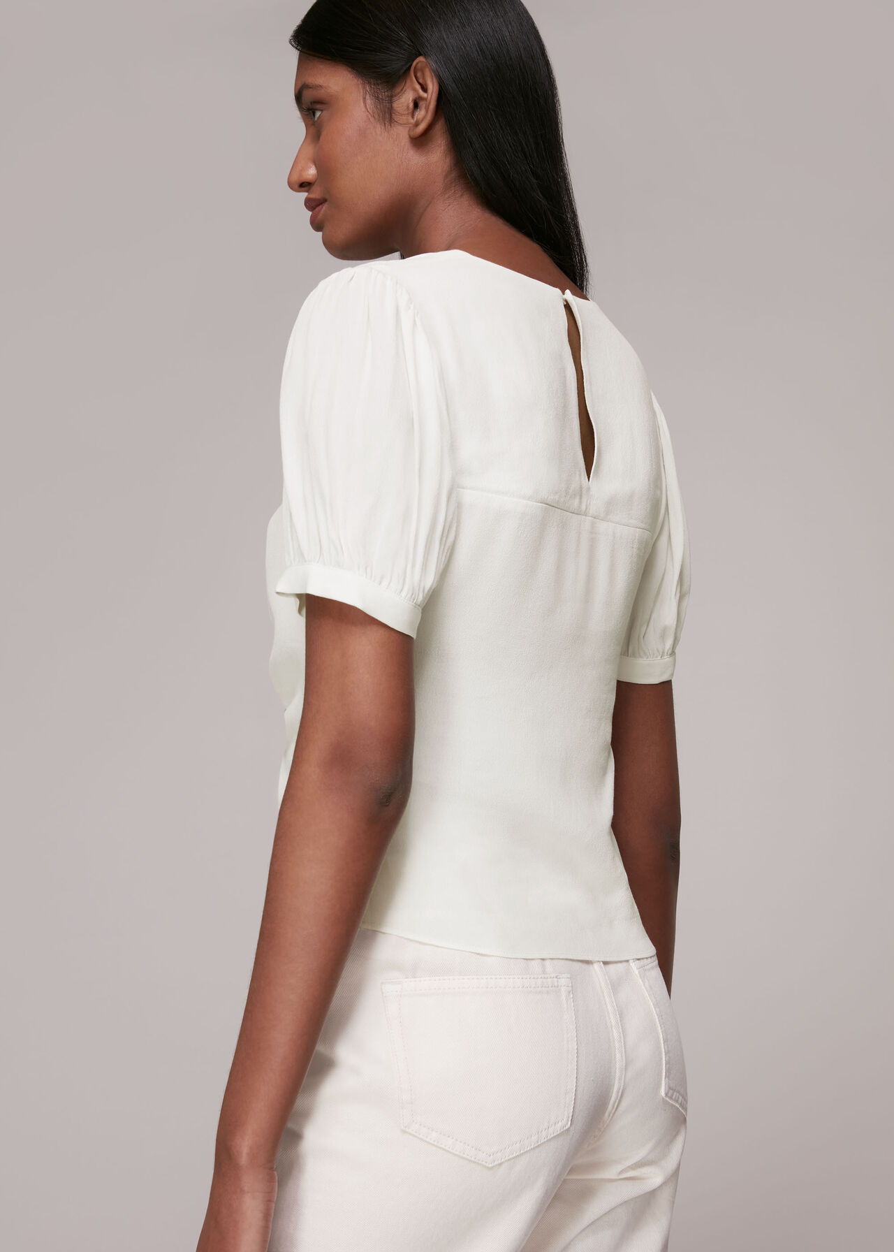 V Neck Gather Detail Top