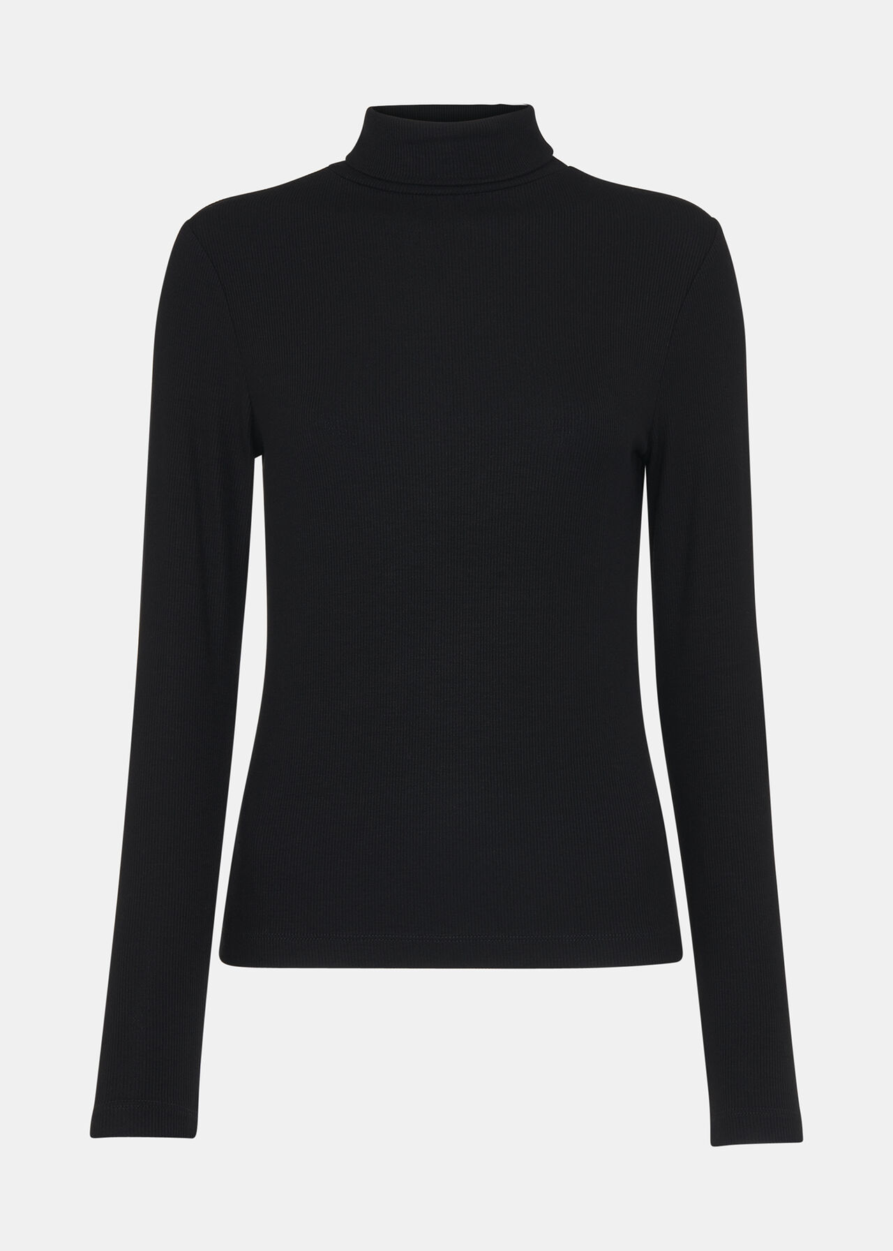 Shop the Black Ribbed Roll Neck Top at Whistles, Week Day Essential