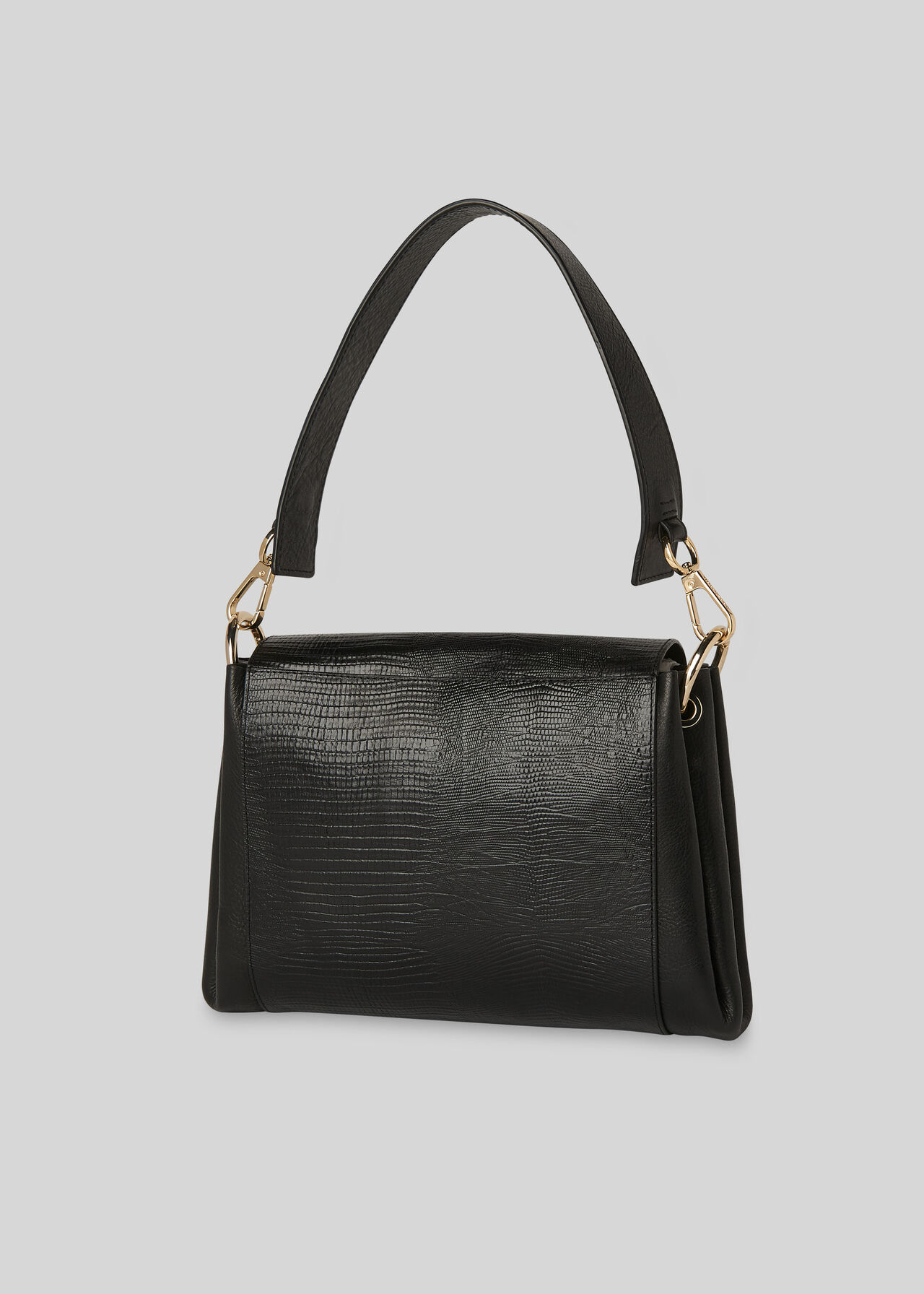 Edison Lizard Shoulder Bag Black