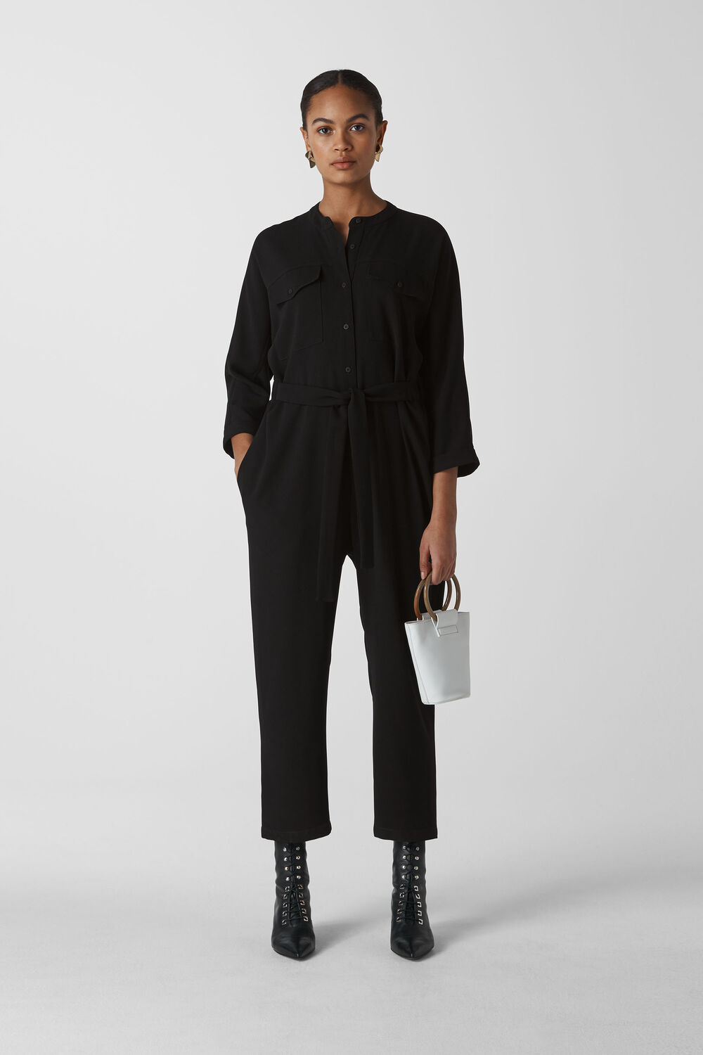 Utility Crepe Jumpsuit Black