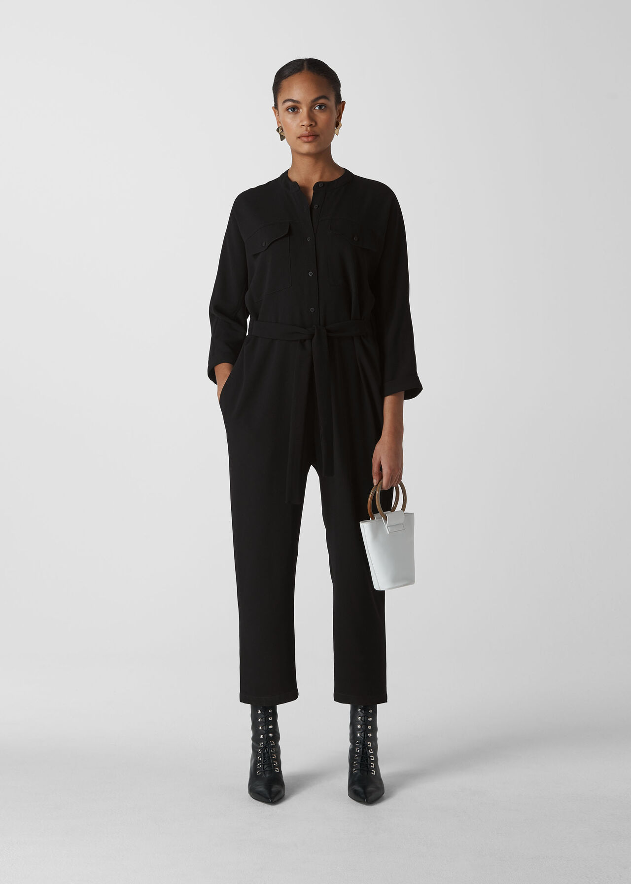 Utility Crepe Jumpsuit Black