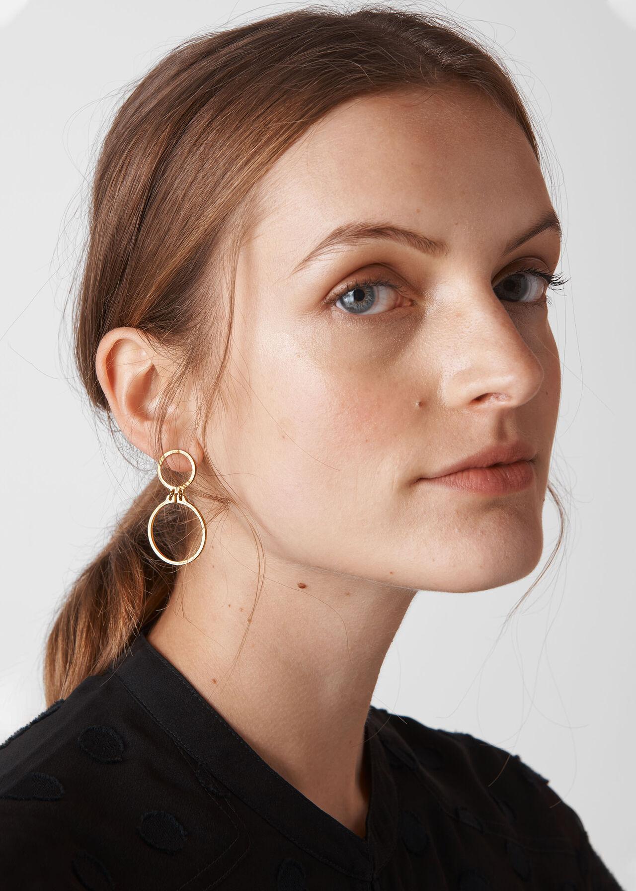 Large Circle Link Drop Earring Gold