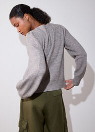 Wool Mix Puff Sleeve Cardigan