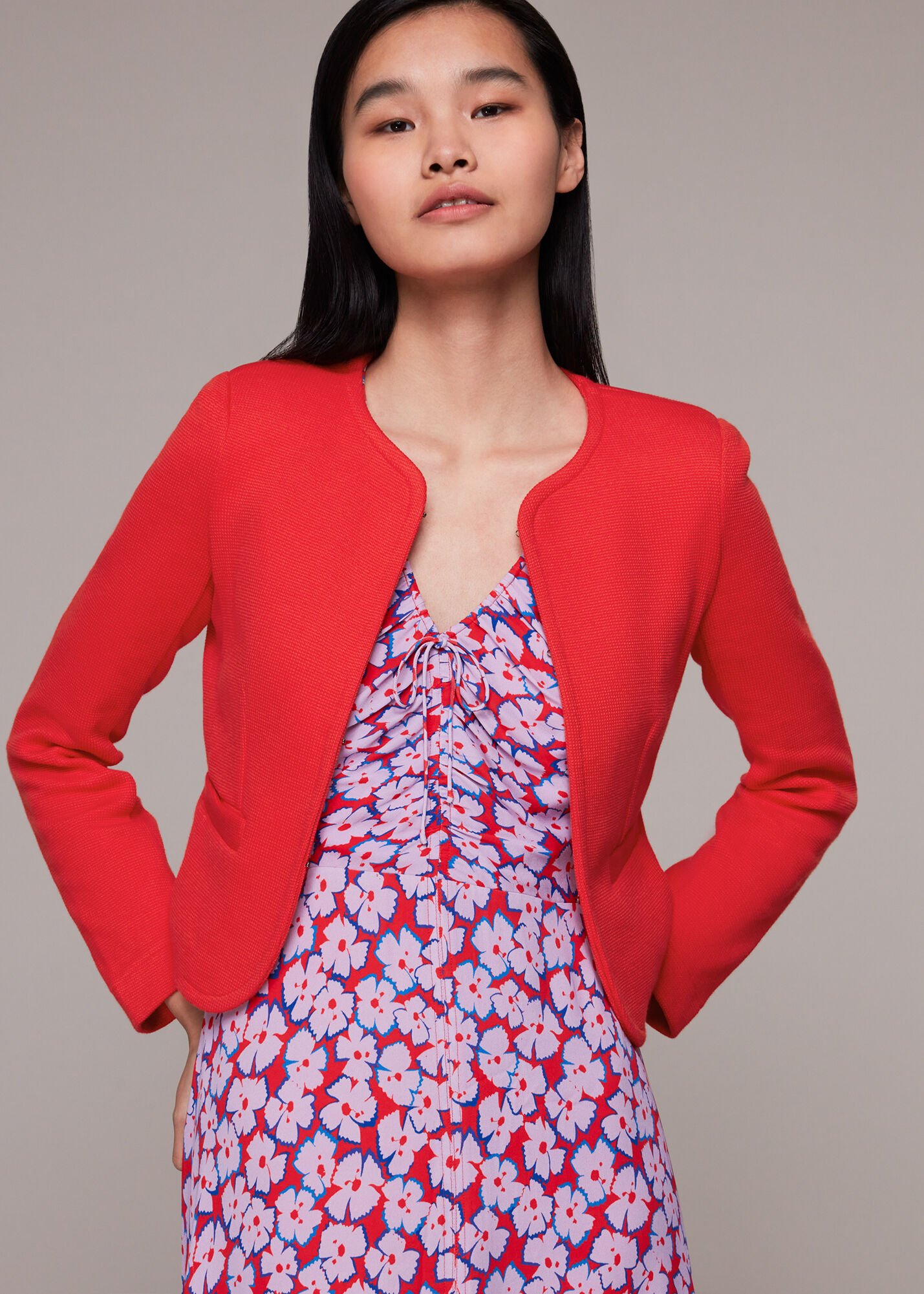 Whistles slim jersey jacket red cheap