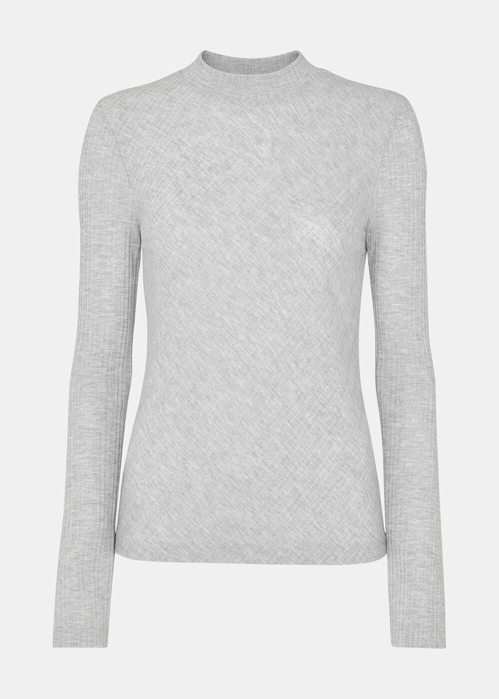 Diagonal Rib Crew Neck Top
