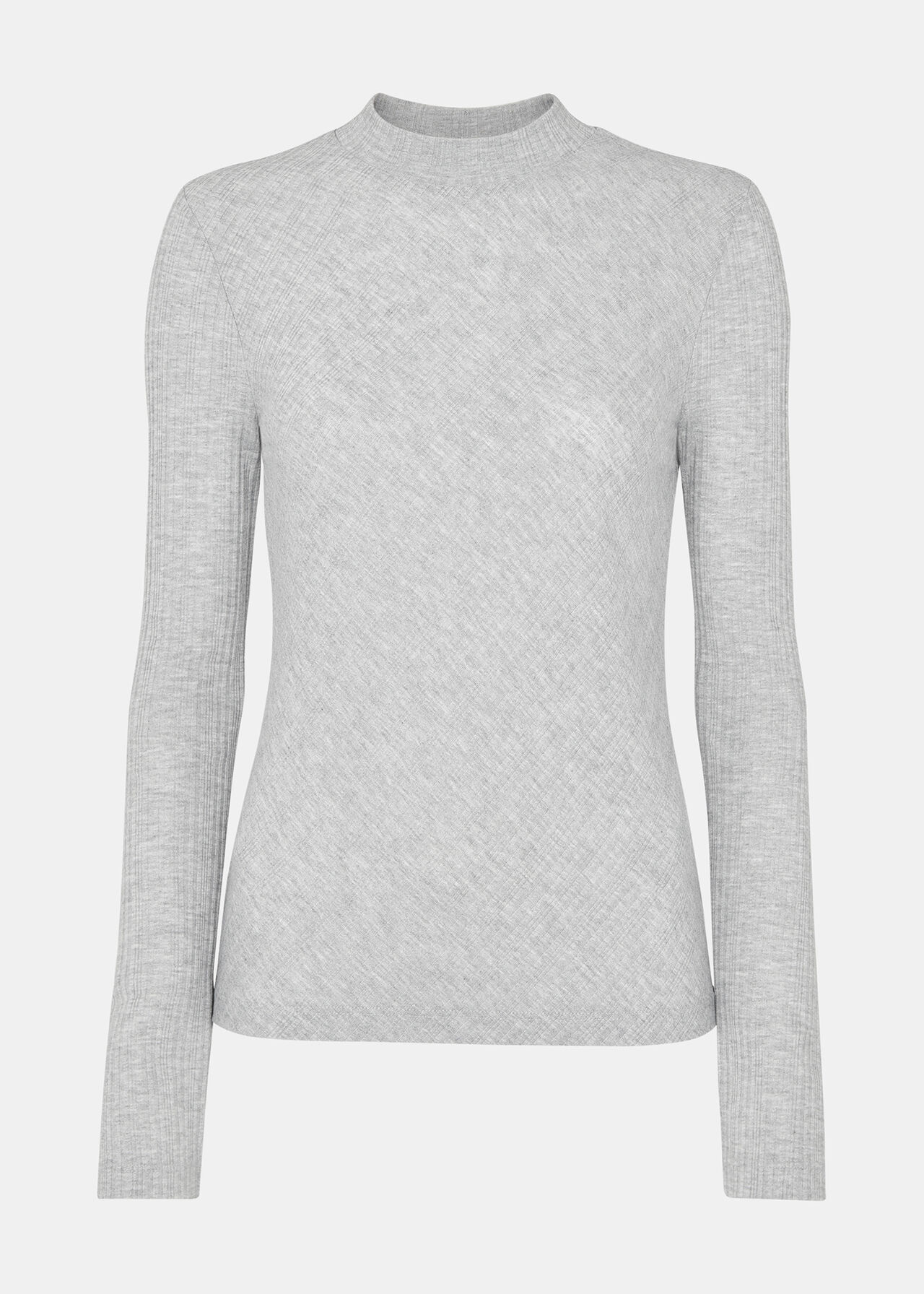 Grey Diagonal Rib Crew Neck Top | WHISTLES |