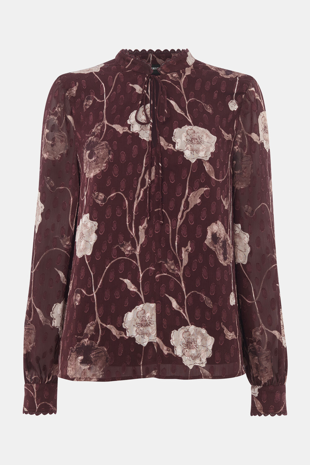 Burgundy Floral Dobby Blouse