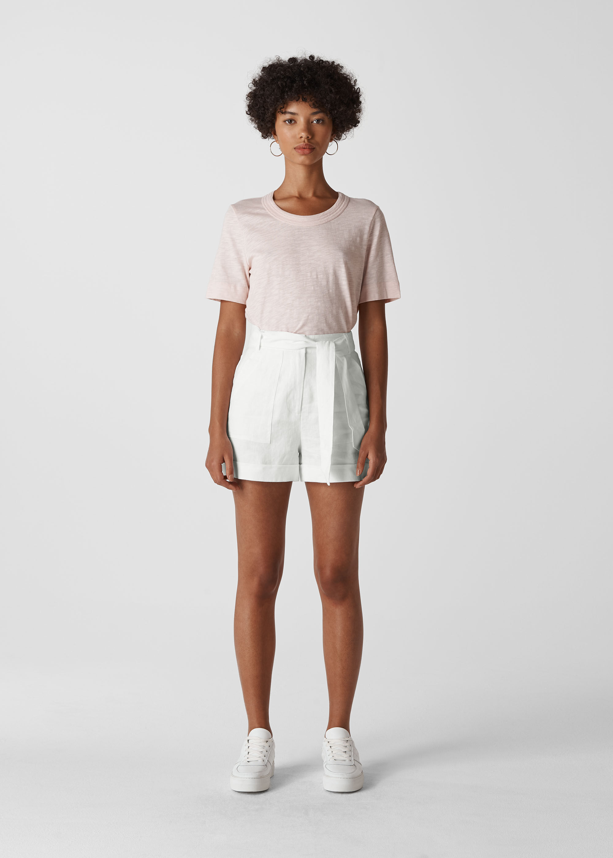 White linen shorts womens hotsell