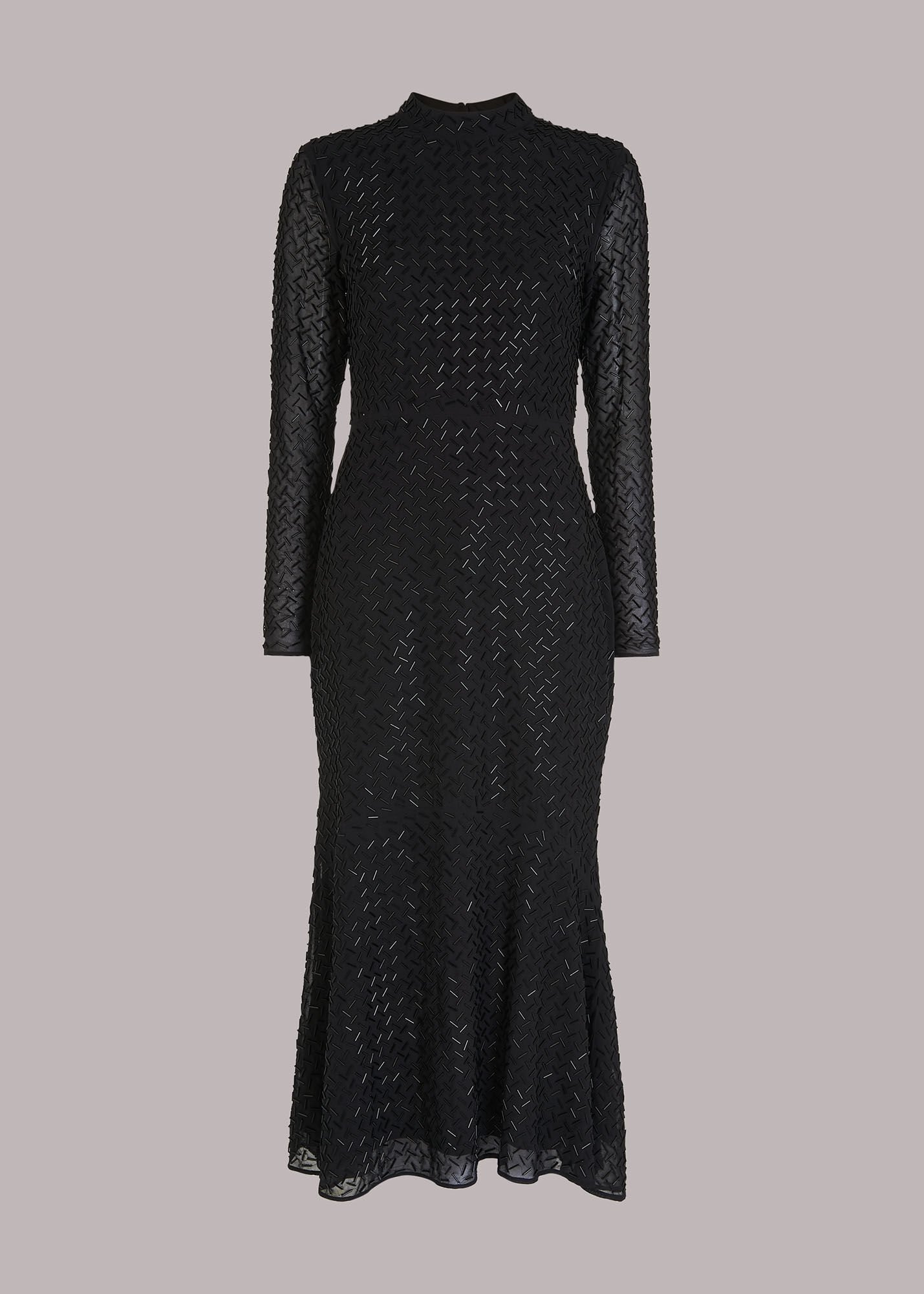 Black beaded on sale midi dress
