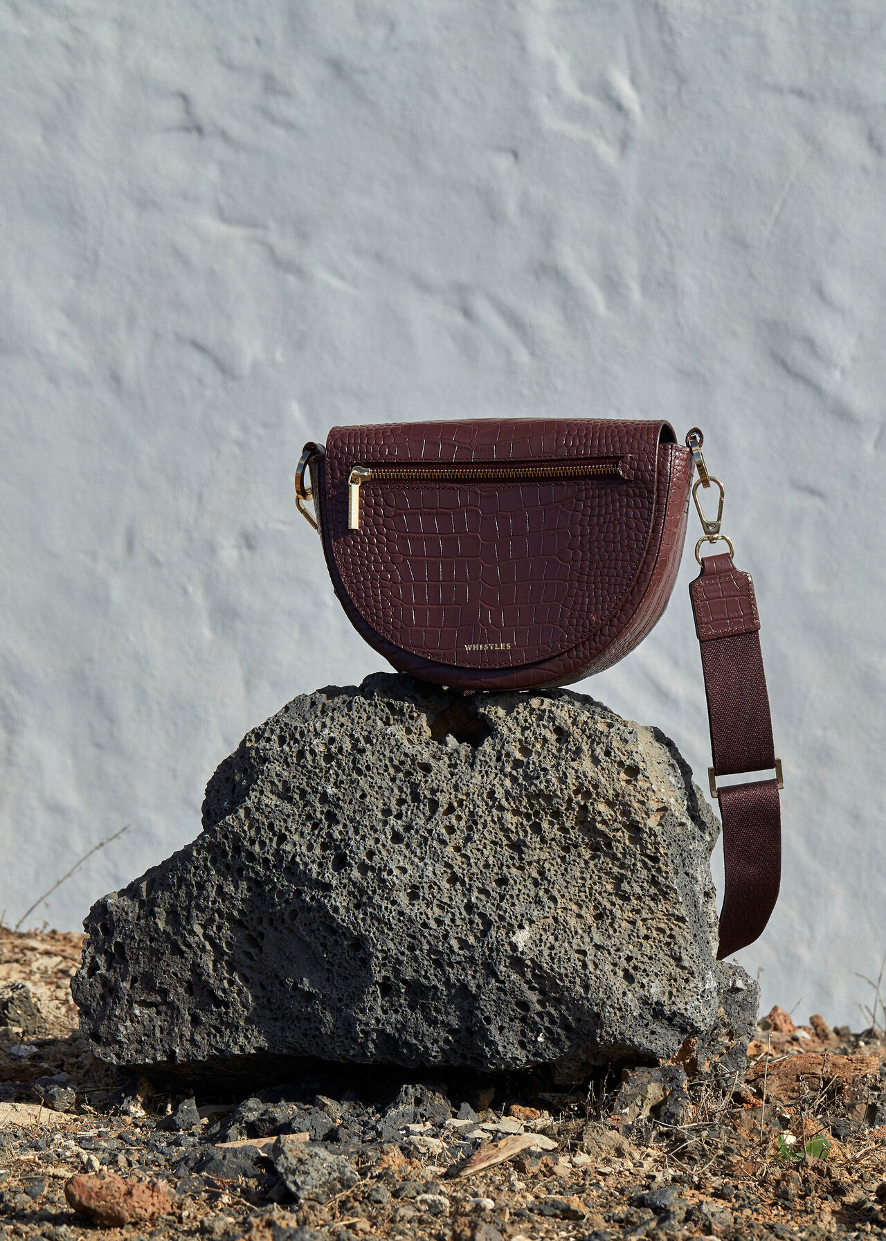 Monty Half Moon Croc Bag Plum
