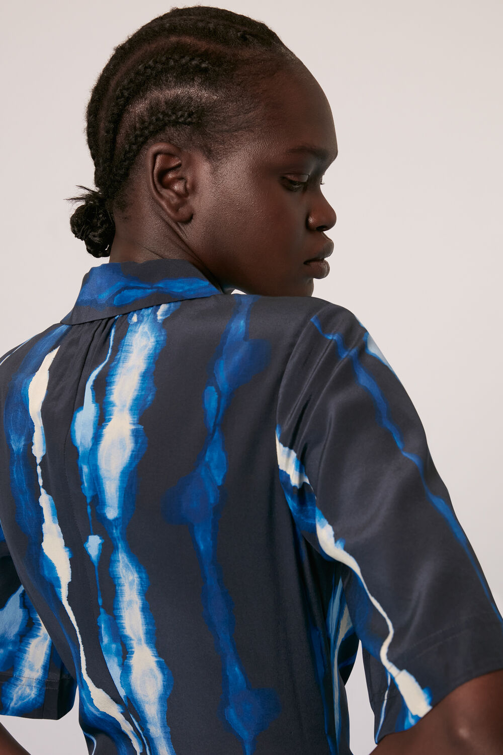 Shibori Print Silk Midi Dress