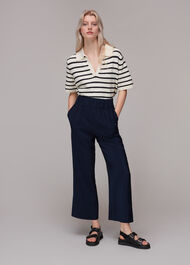 Navy Cropped Nicola Elasticated | WHISTLES | Whistles UK