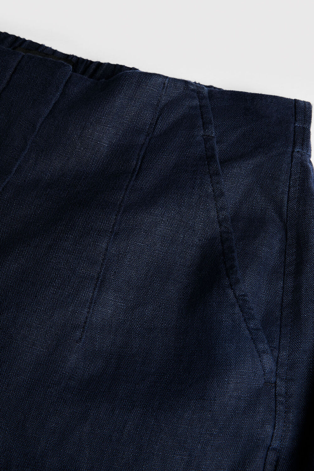 Navy Petite Linen Barrel Leg Trouser