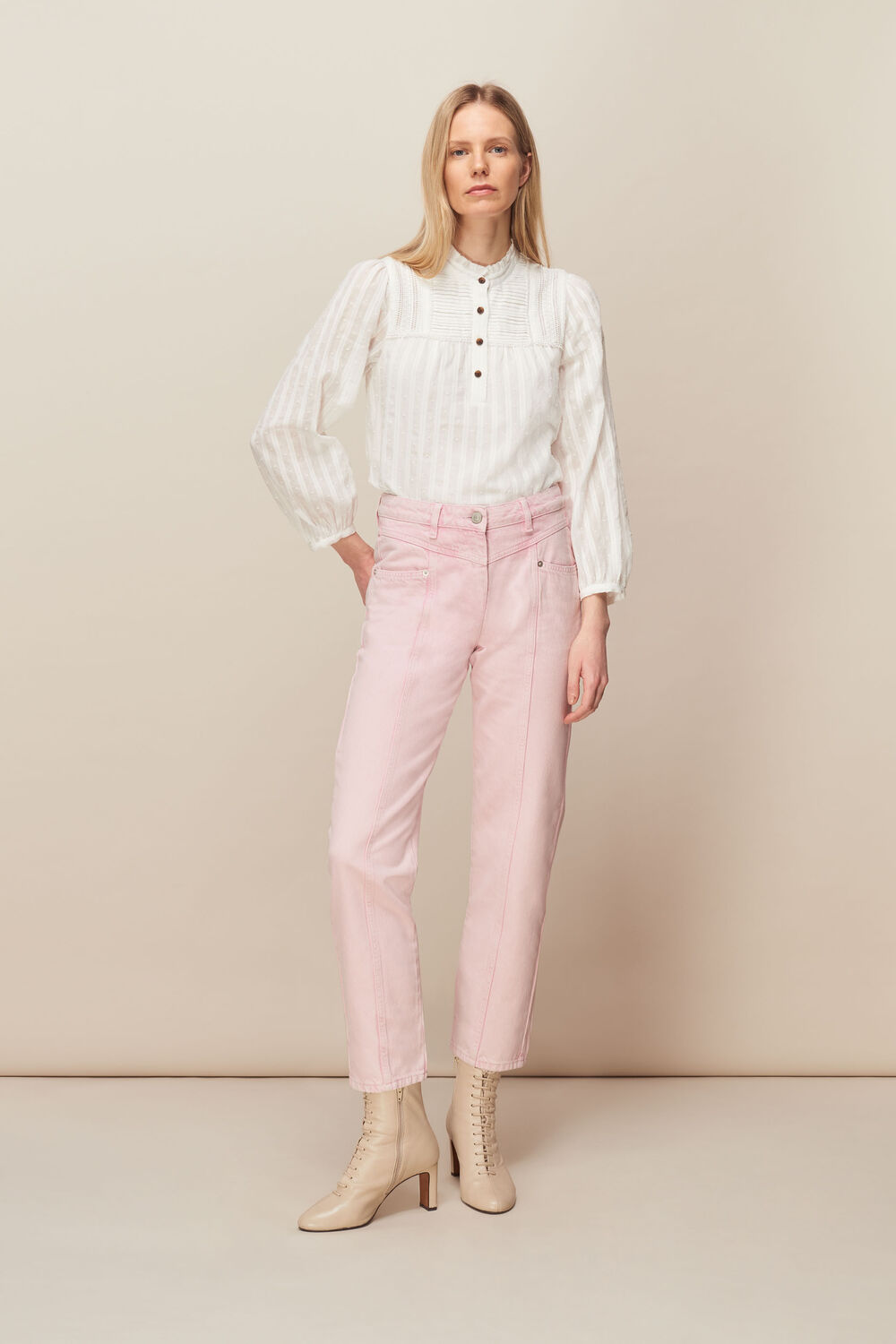 Emma Panelled Jean Pink
