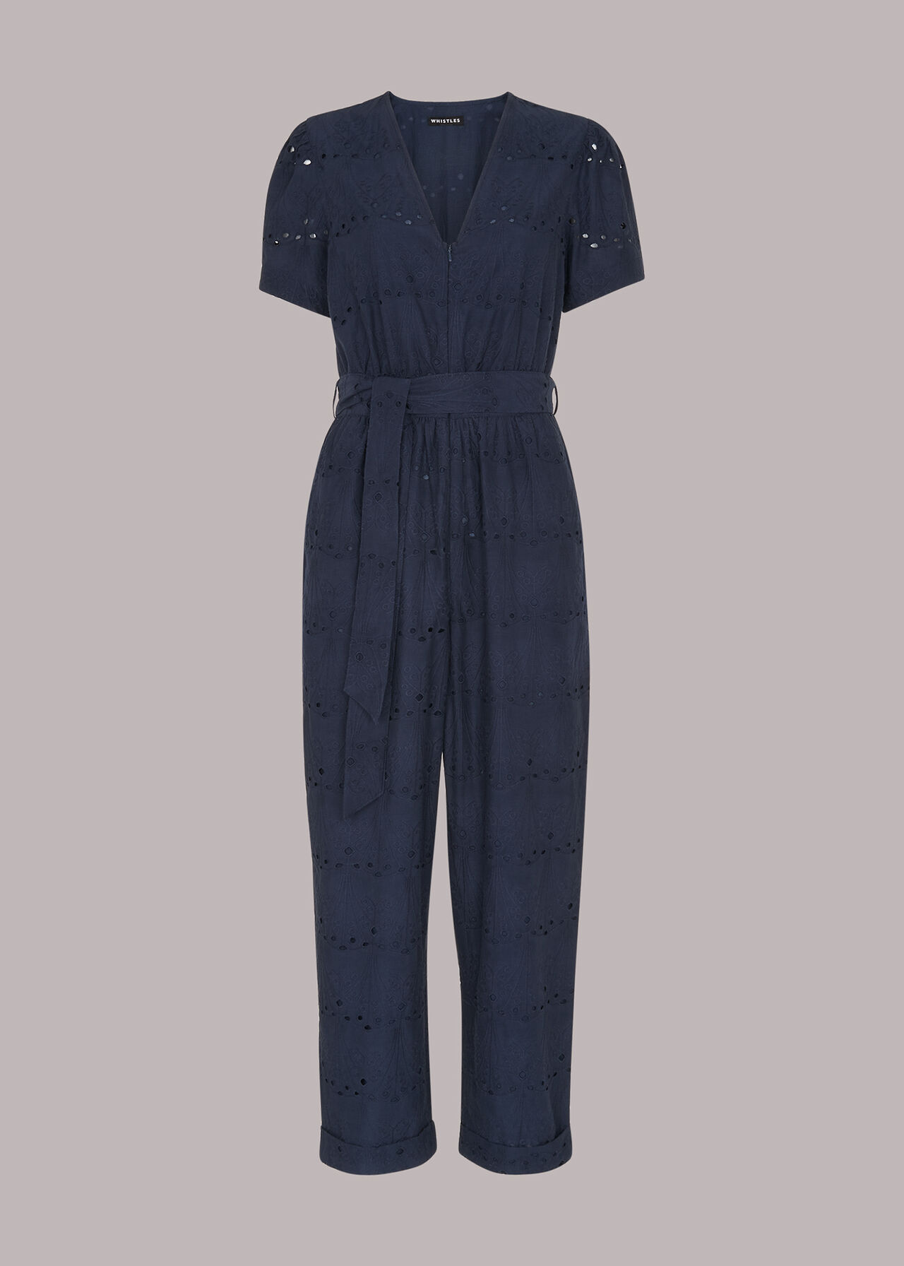 Navy Zoe Broderie Jumpsuit | WHISTLES