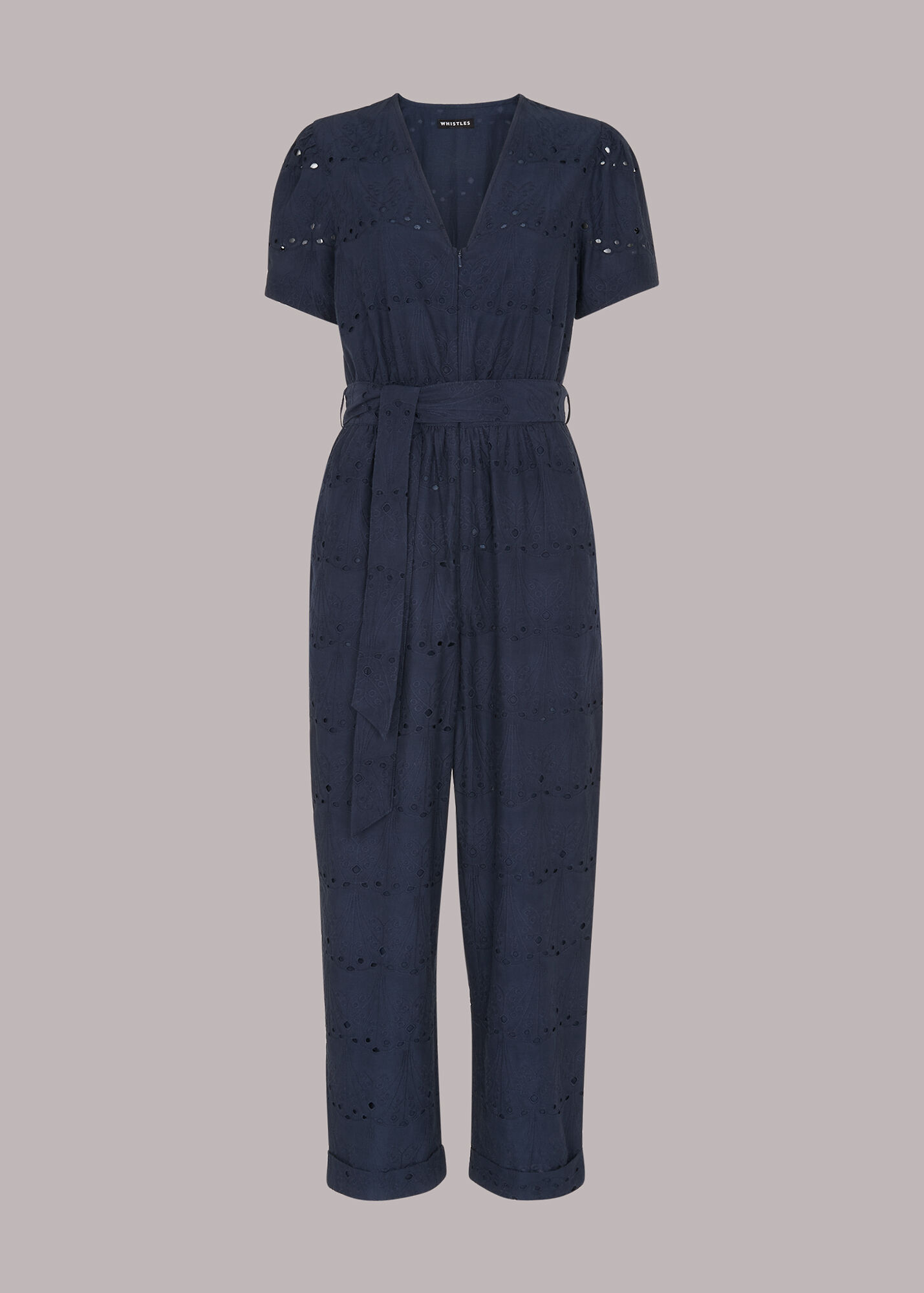 Navy Zoe Broderie Jumpsuit WHISTLES