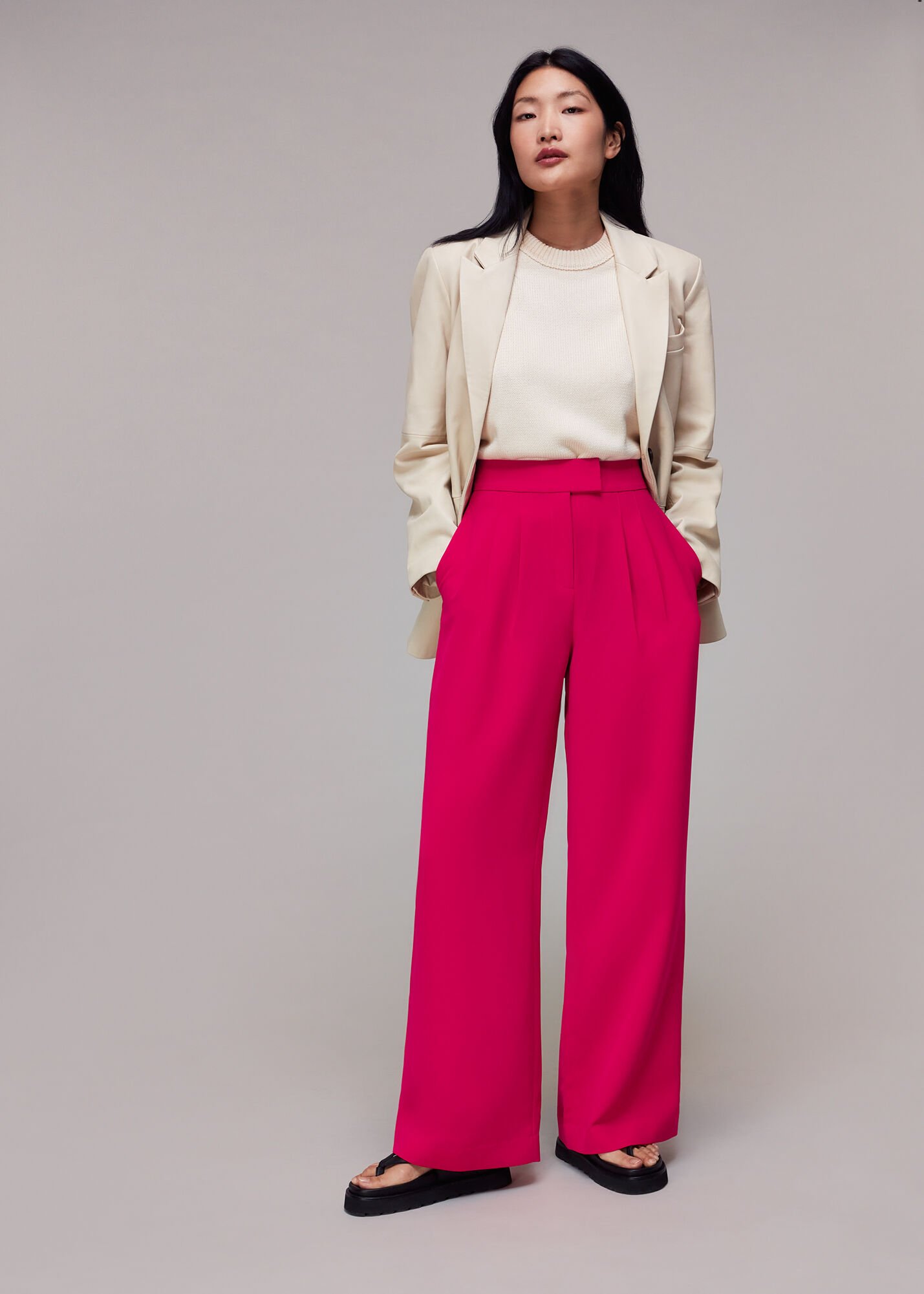 Pink Fran Pleat Front Trouser | WHISTLES | Whistles UK |