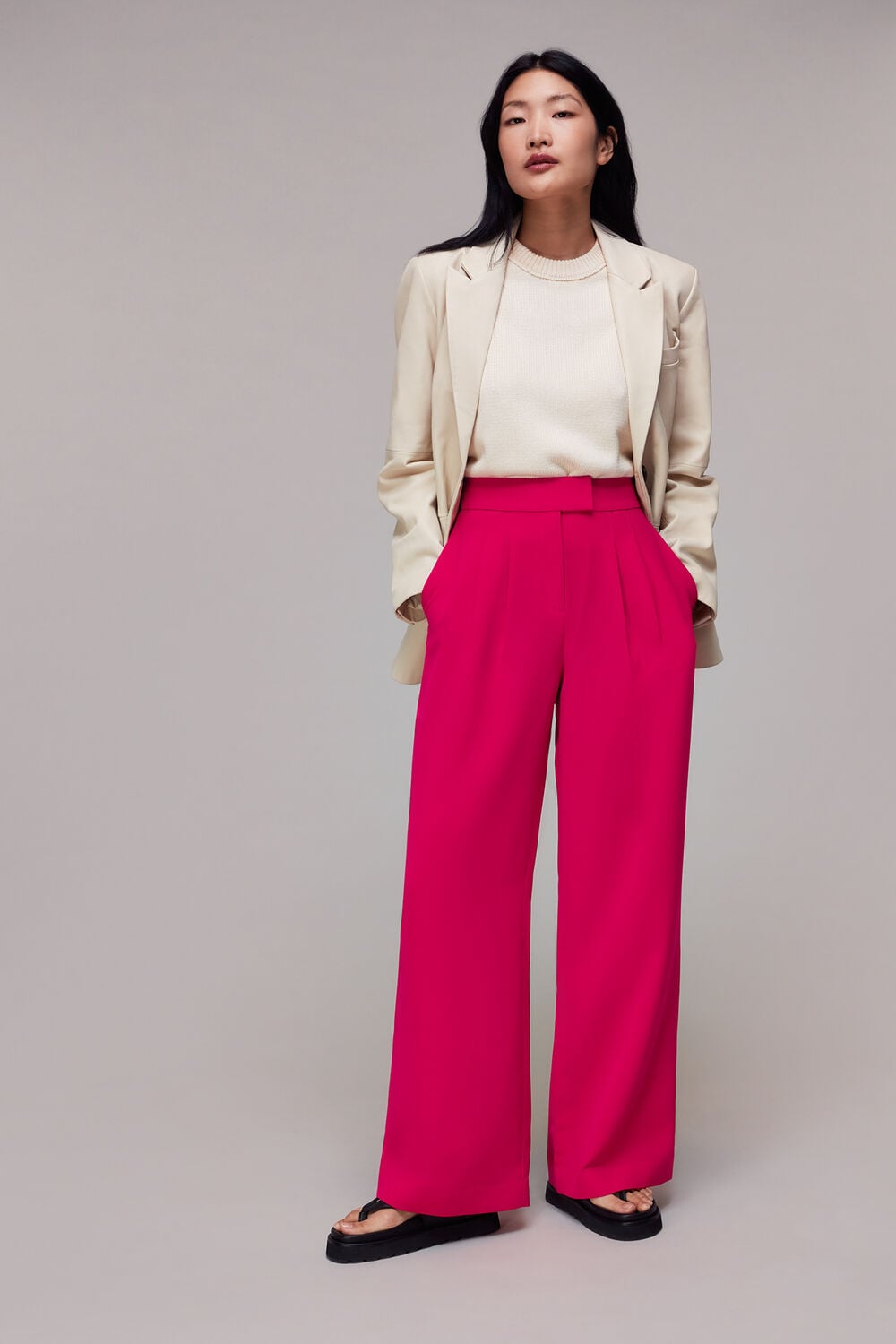 Pink Pleat Front Fran Trouser