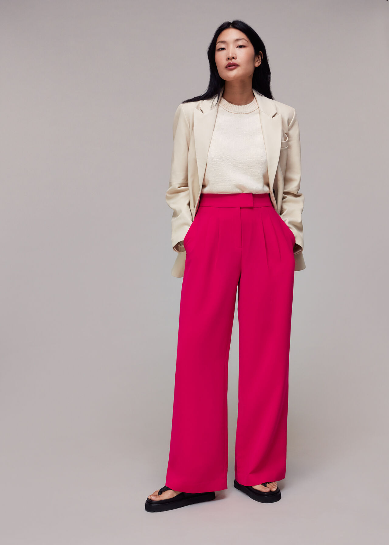 Pink Fran Pleat Front Trouser, WHISTLES