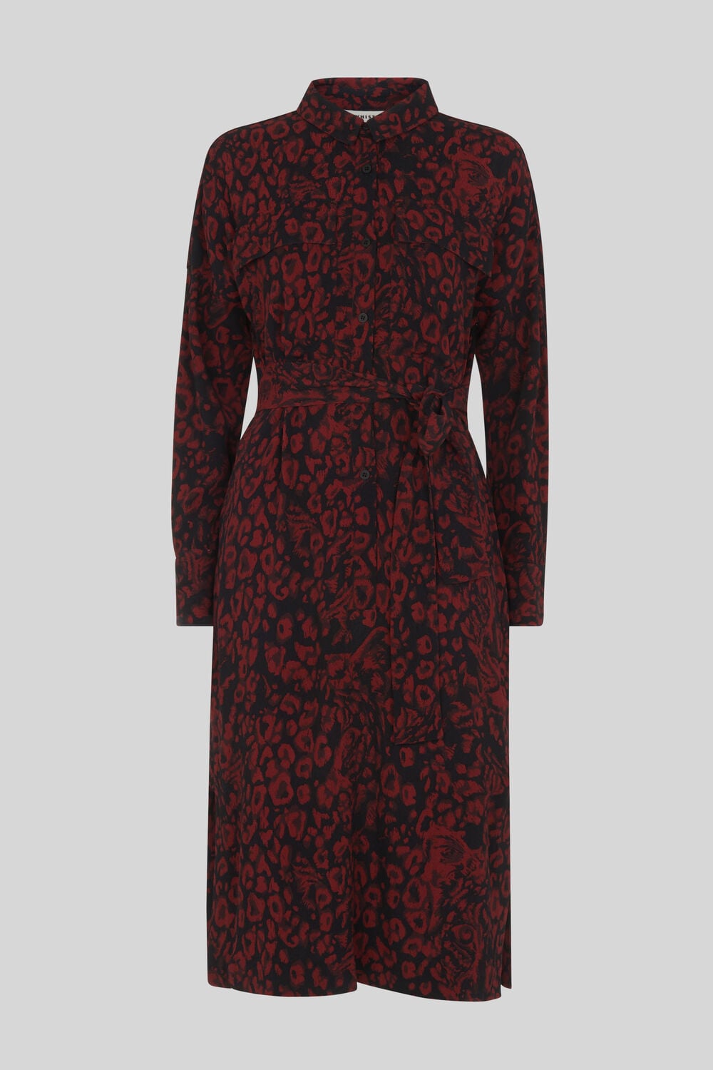 Jungle Cat Utility Shirt Dress Red/Multi