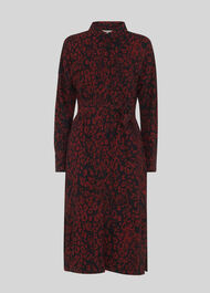 Jungle Cat Utility Shirt Dress Red/Multi