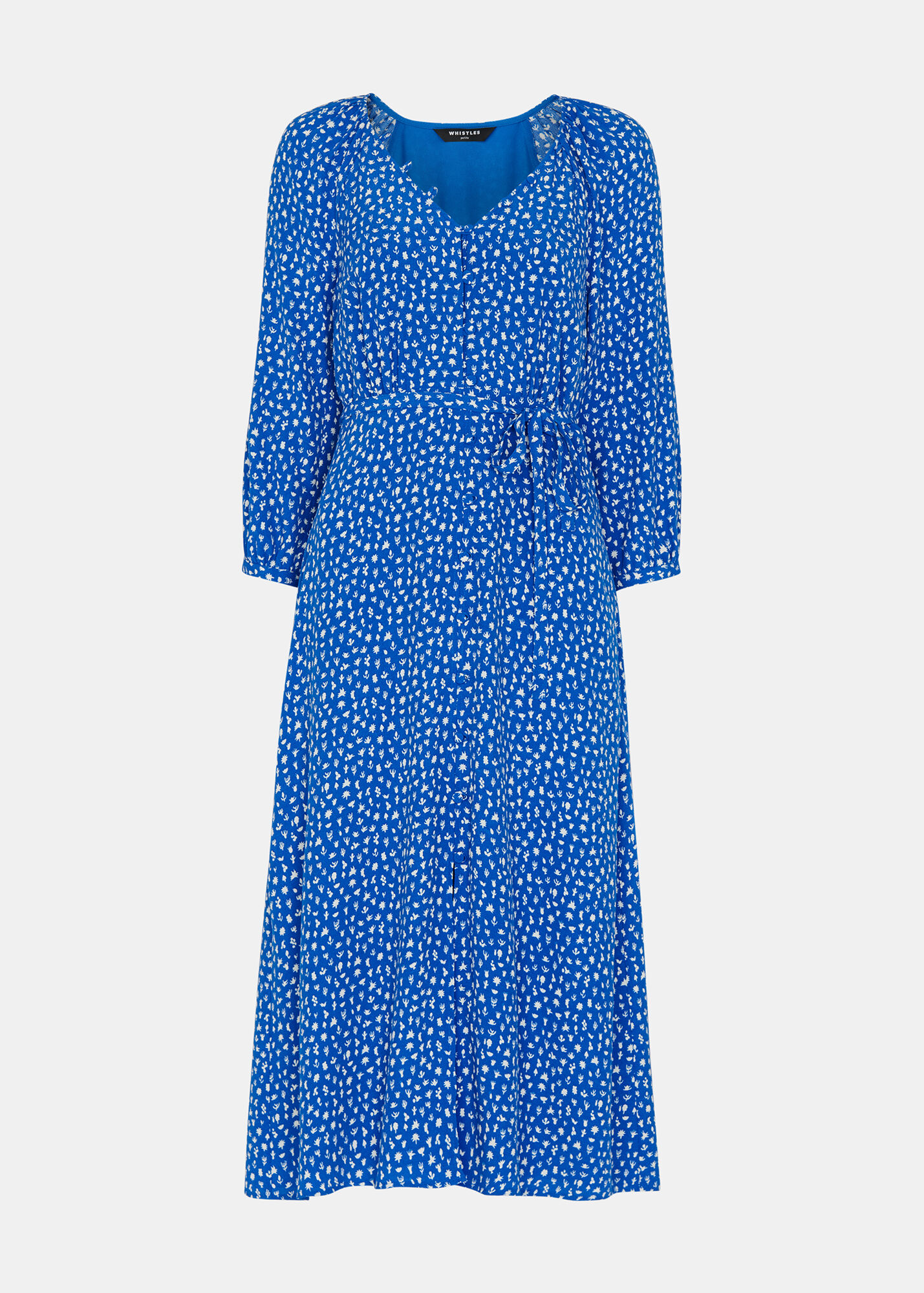 Blue/Multi Micro Cactus Print Midi Dress WHISTLES