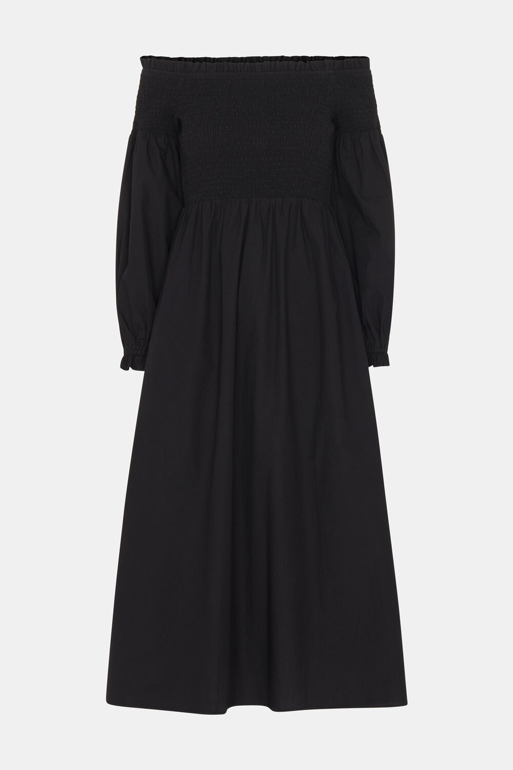Black Clara Bardot Poplin Dress