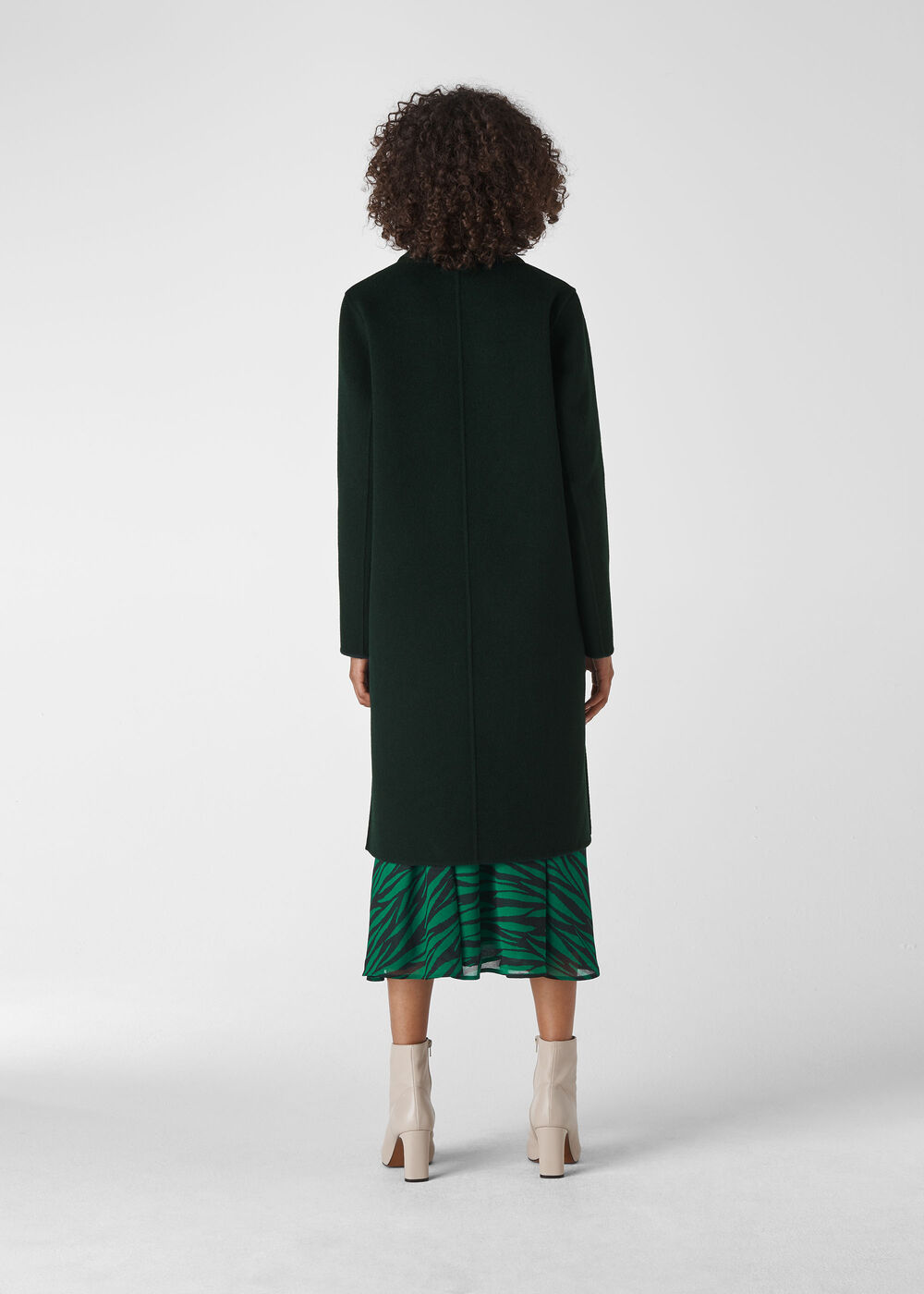 Double Faced Wool Coat Dark Green