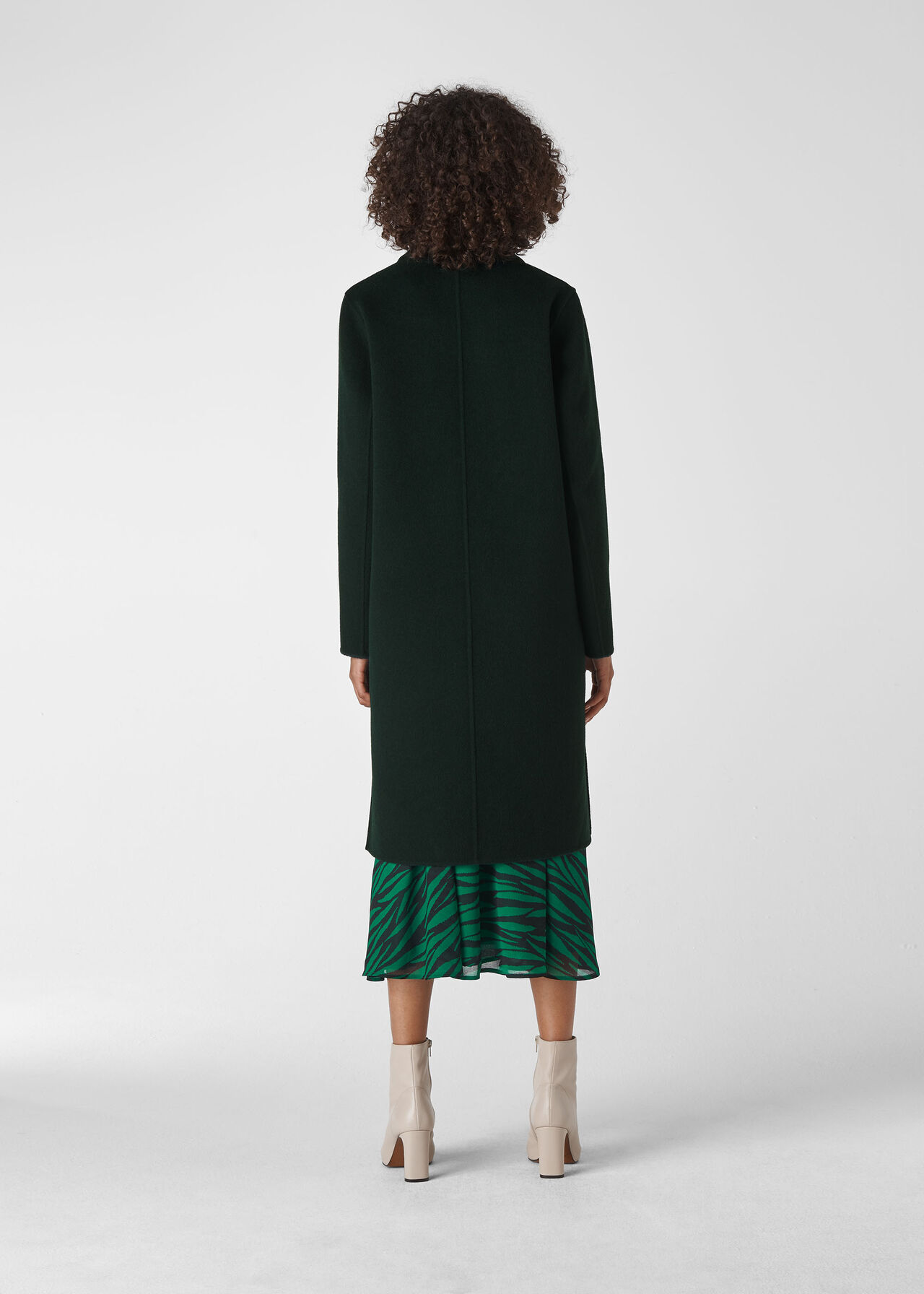Double Faced Wool Coat Dark Green