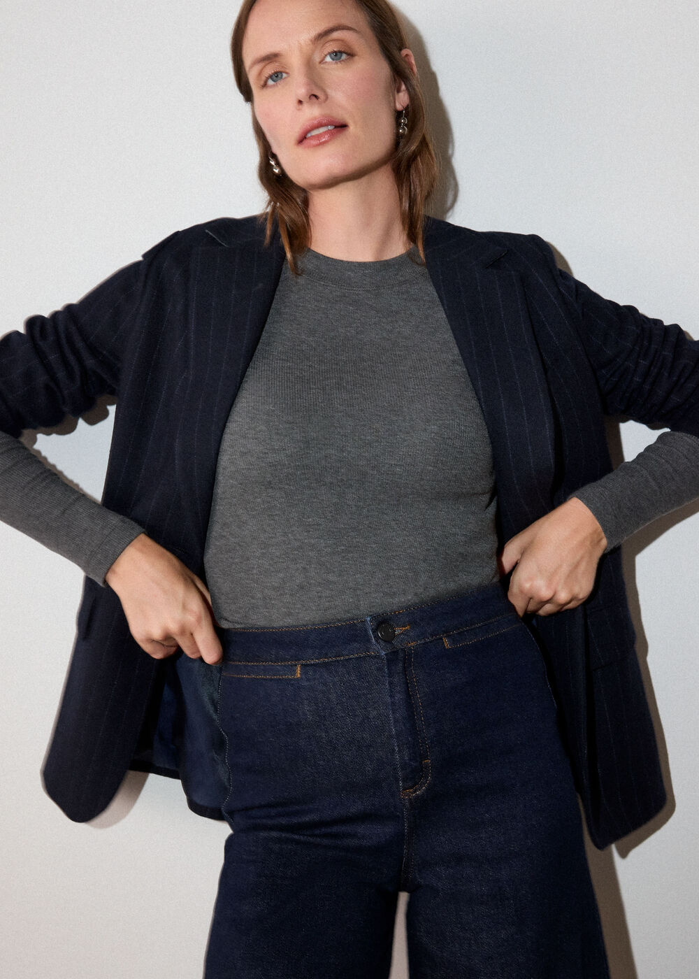 Dark Grey Essential Ribbed Crew
