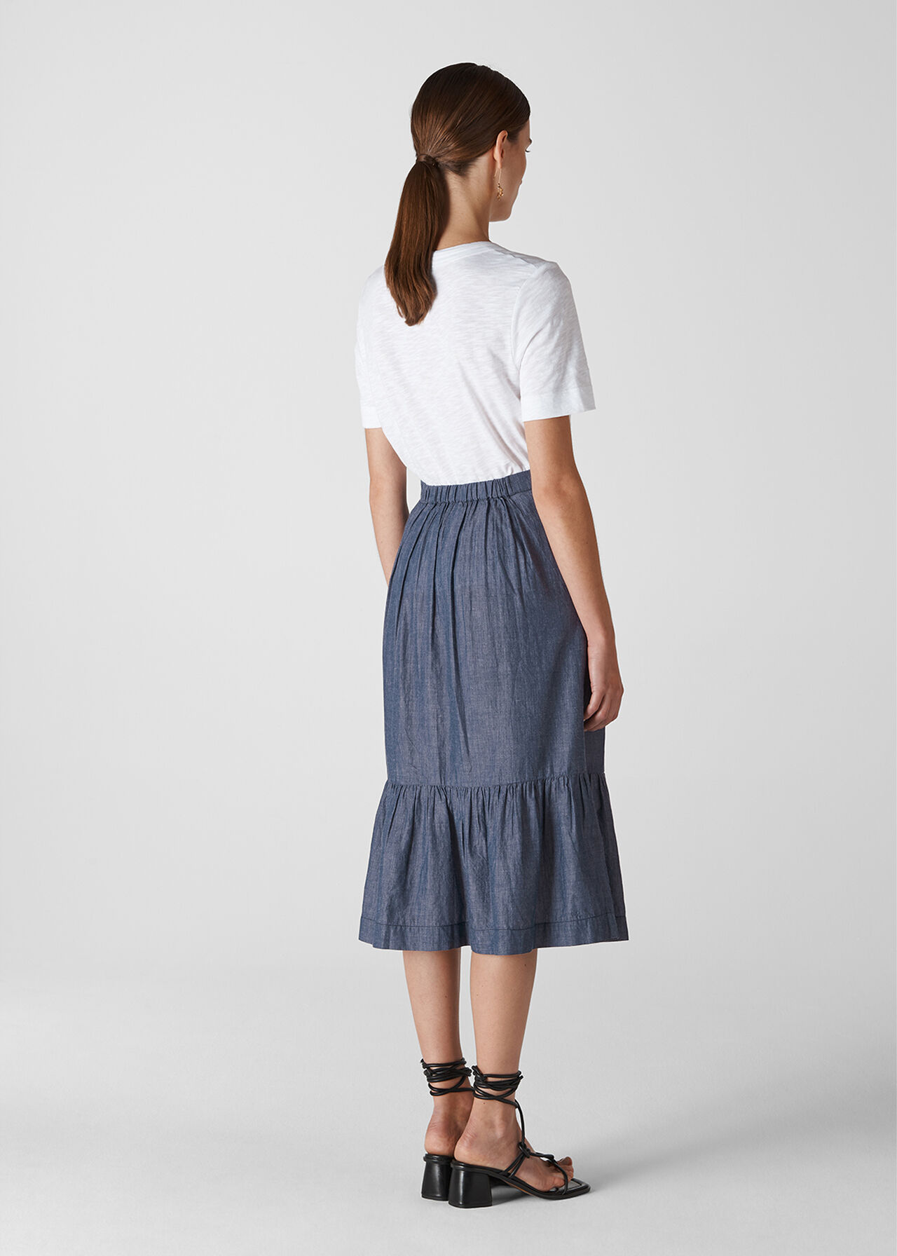 Button Chambray Skirt
