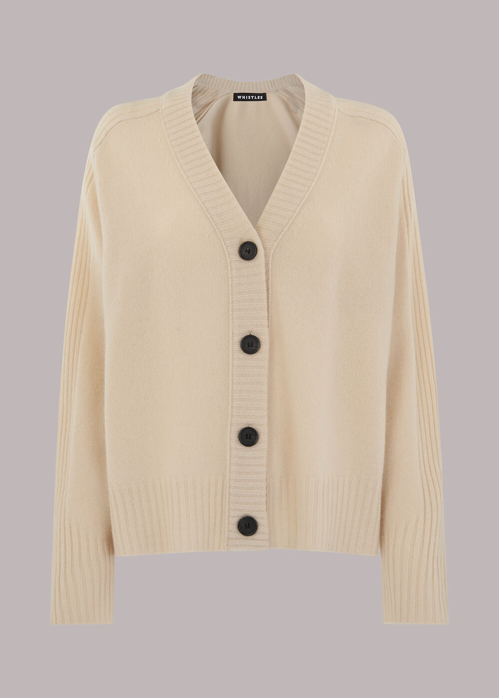Ribbed Detail Wool Cardigan