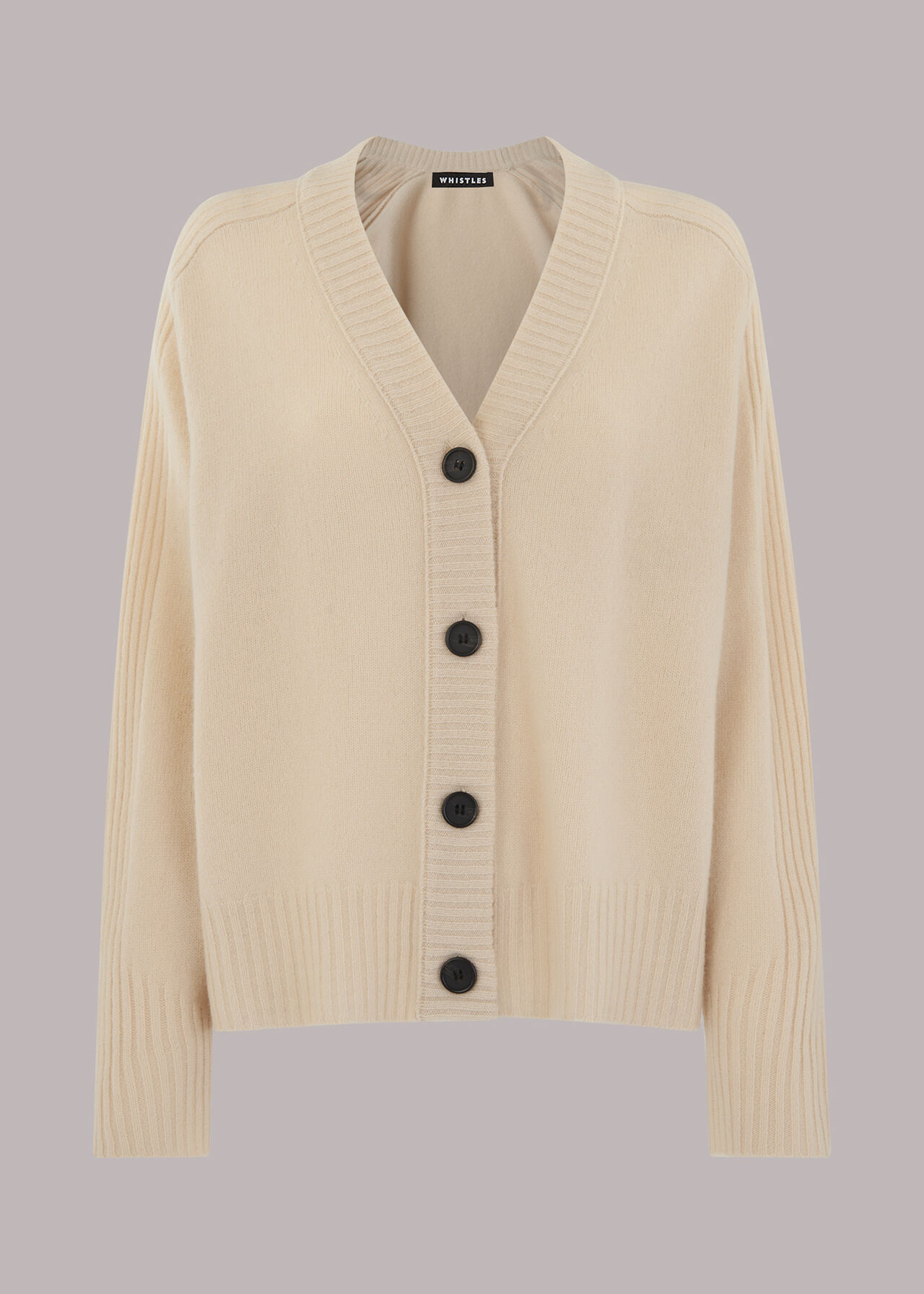 Ribbed Detail Wool Cardigan