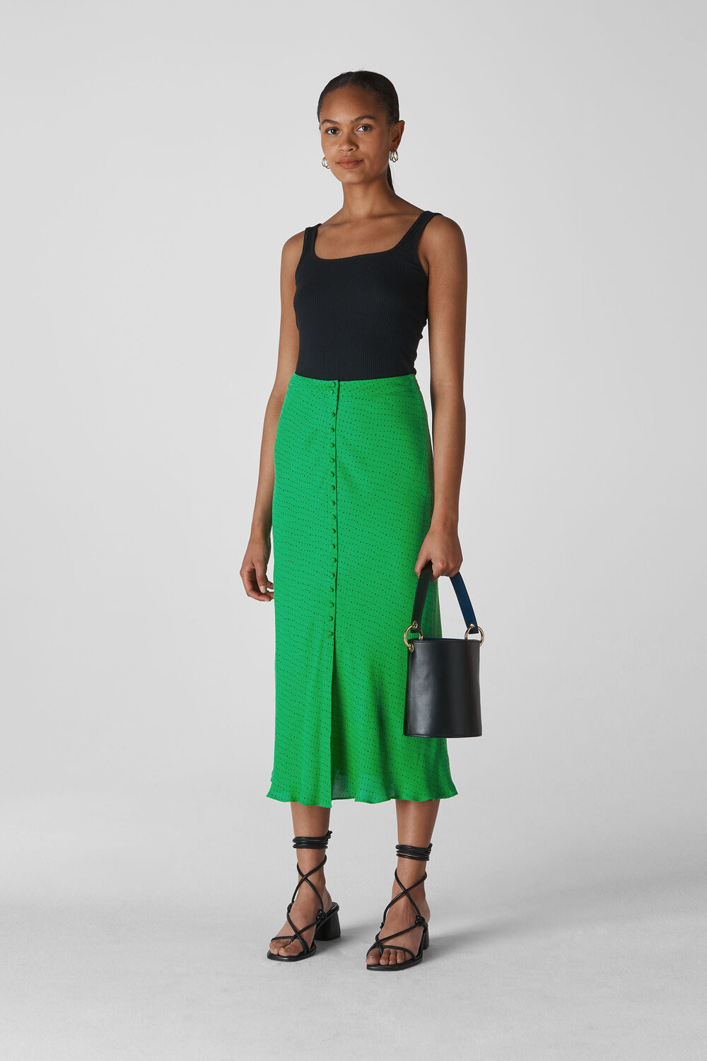 Micro Spot Button Skirt