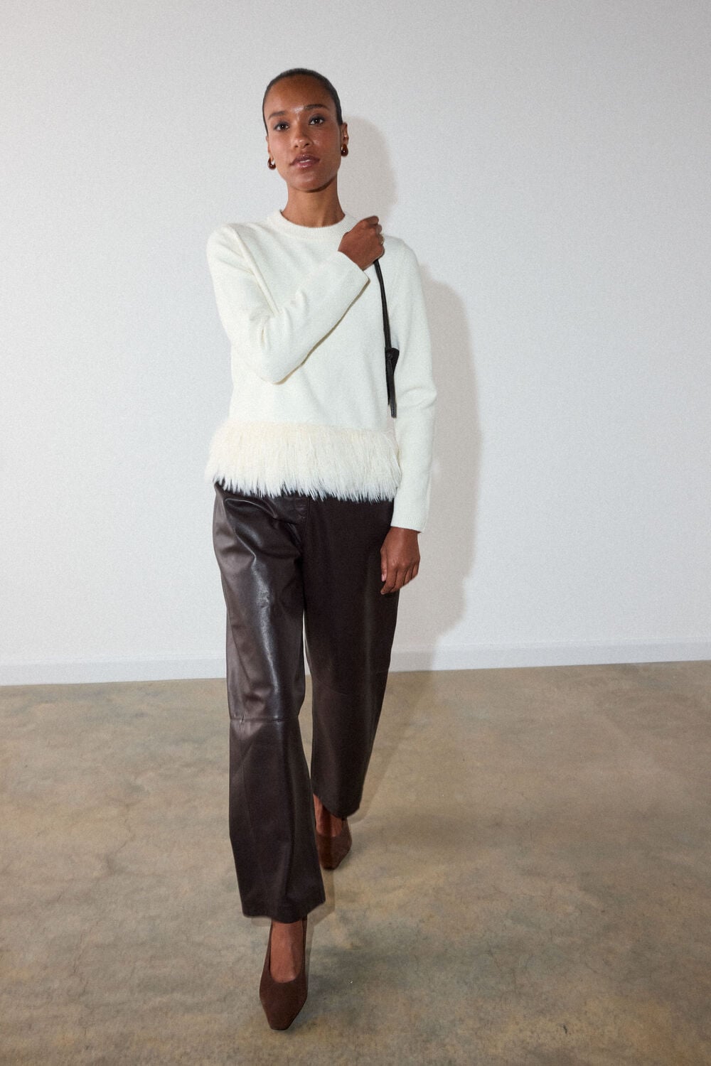 Ivory Fluffy Hem Detail Knit
