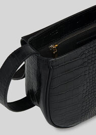 Leon Croc Saddle Bag Black