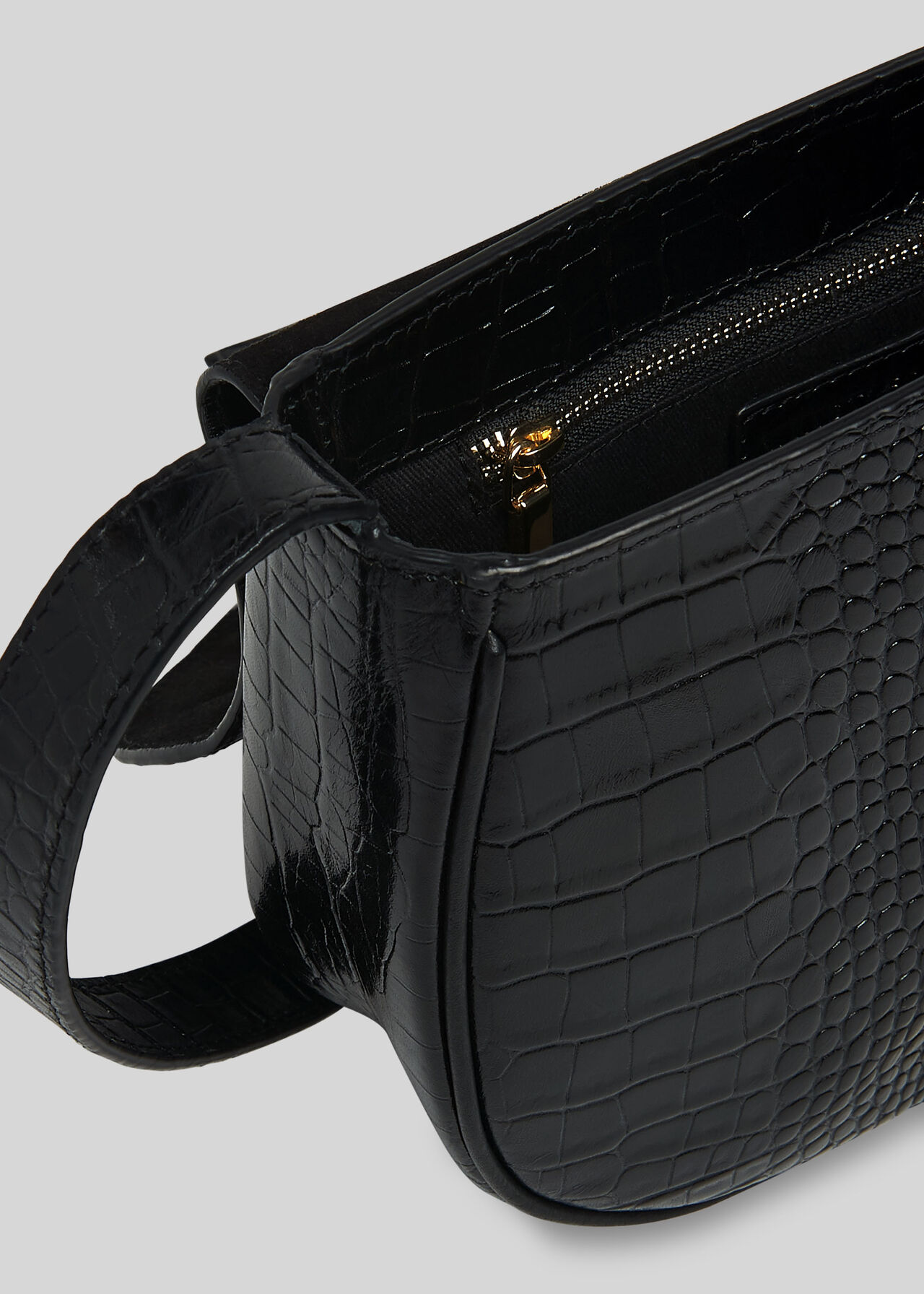 Black Leon Croc Saddle Bag | WHISTLES