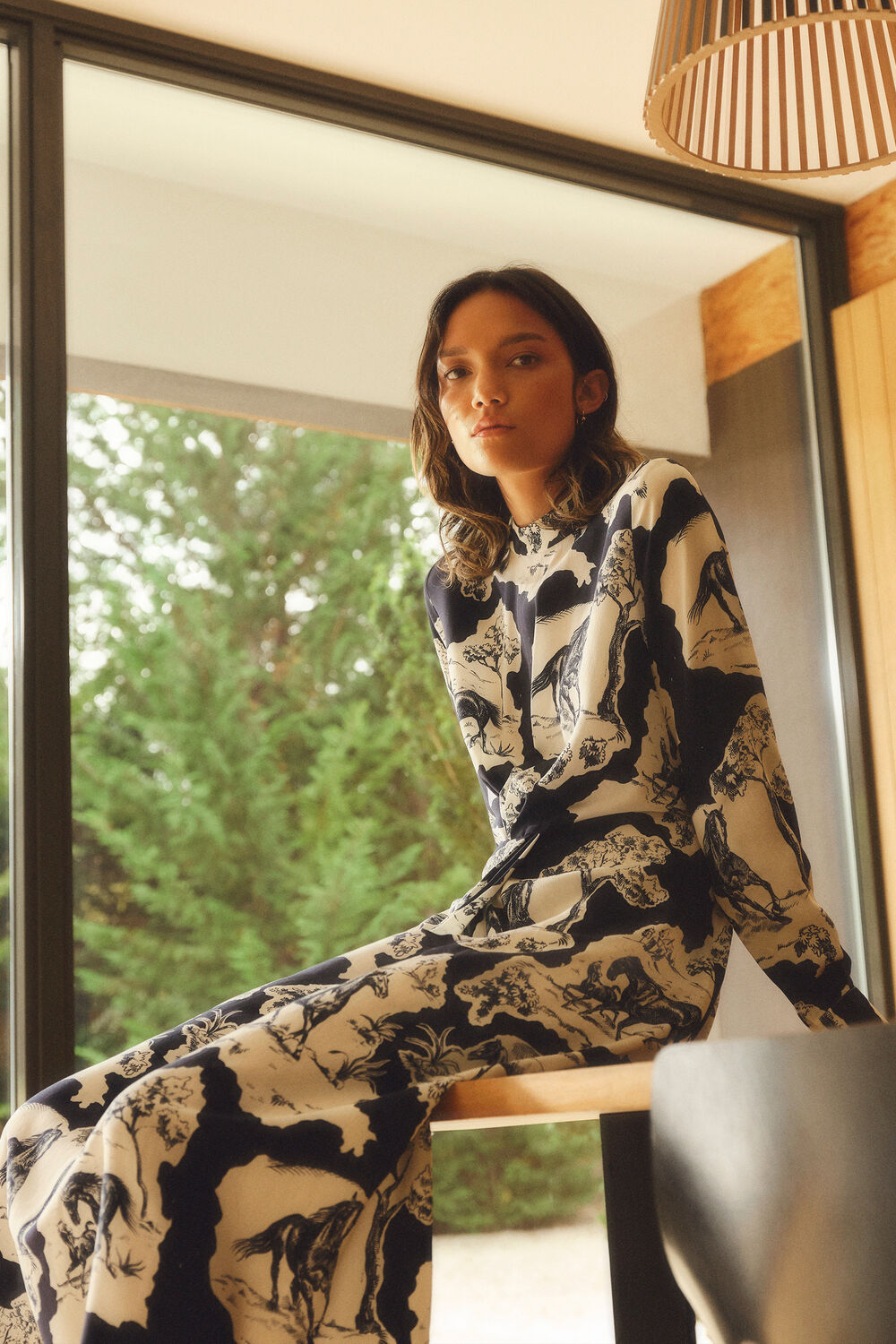 Stallion Print Silk Dress