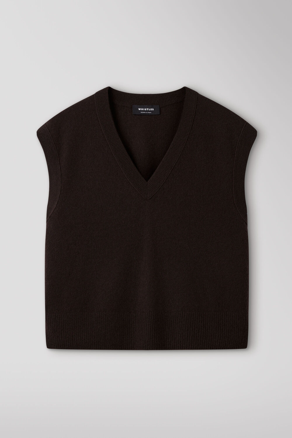 Brown Cashmere V Neck Tank