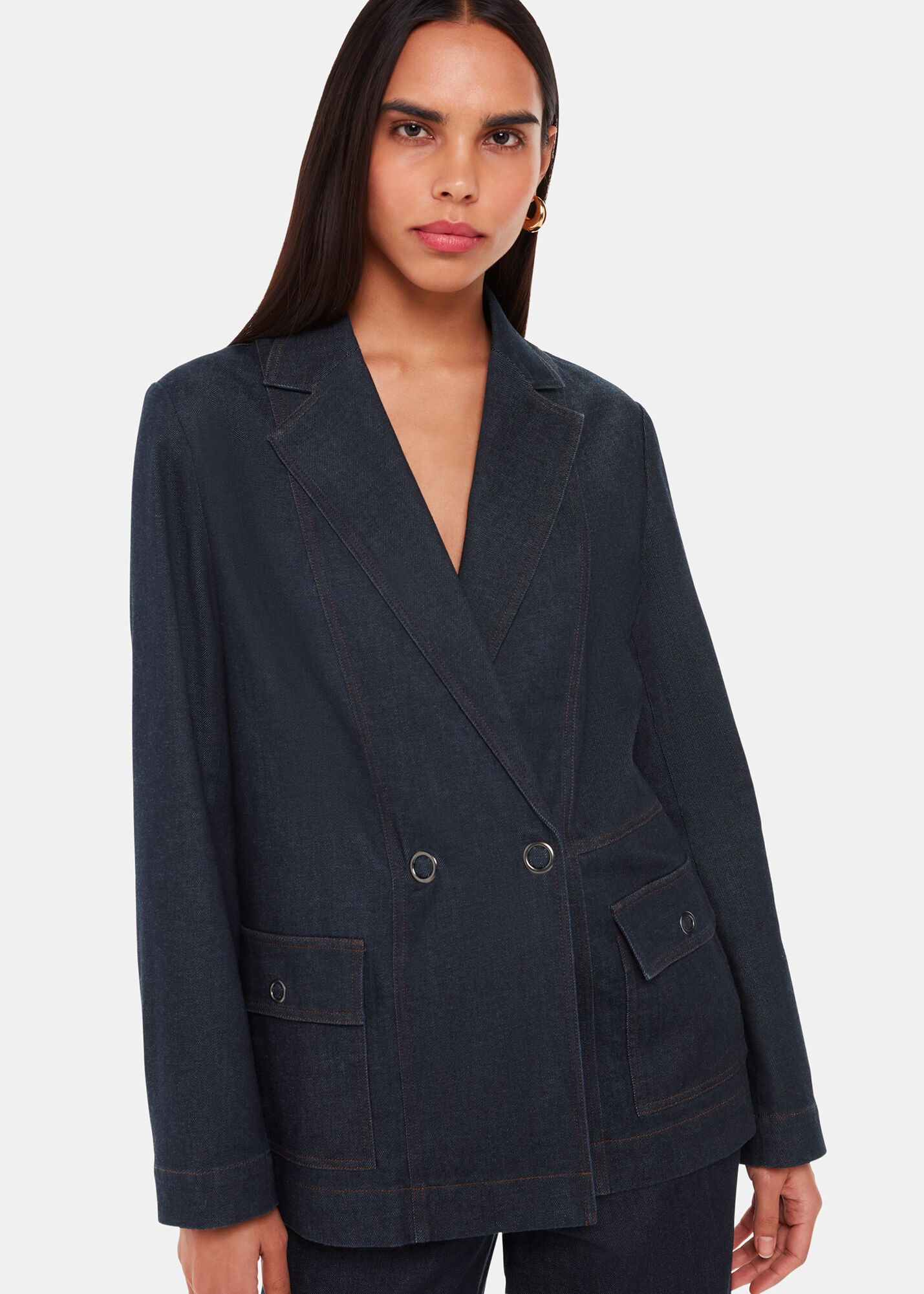 Dark denim deals blazer