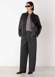 Petite Wool Blend Barrel Trouser